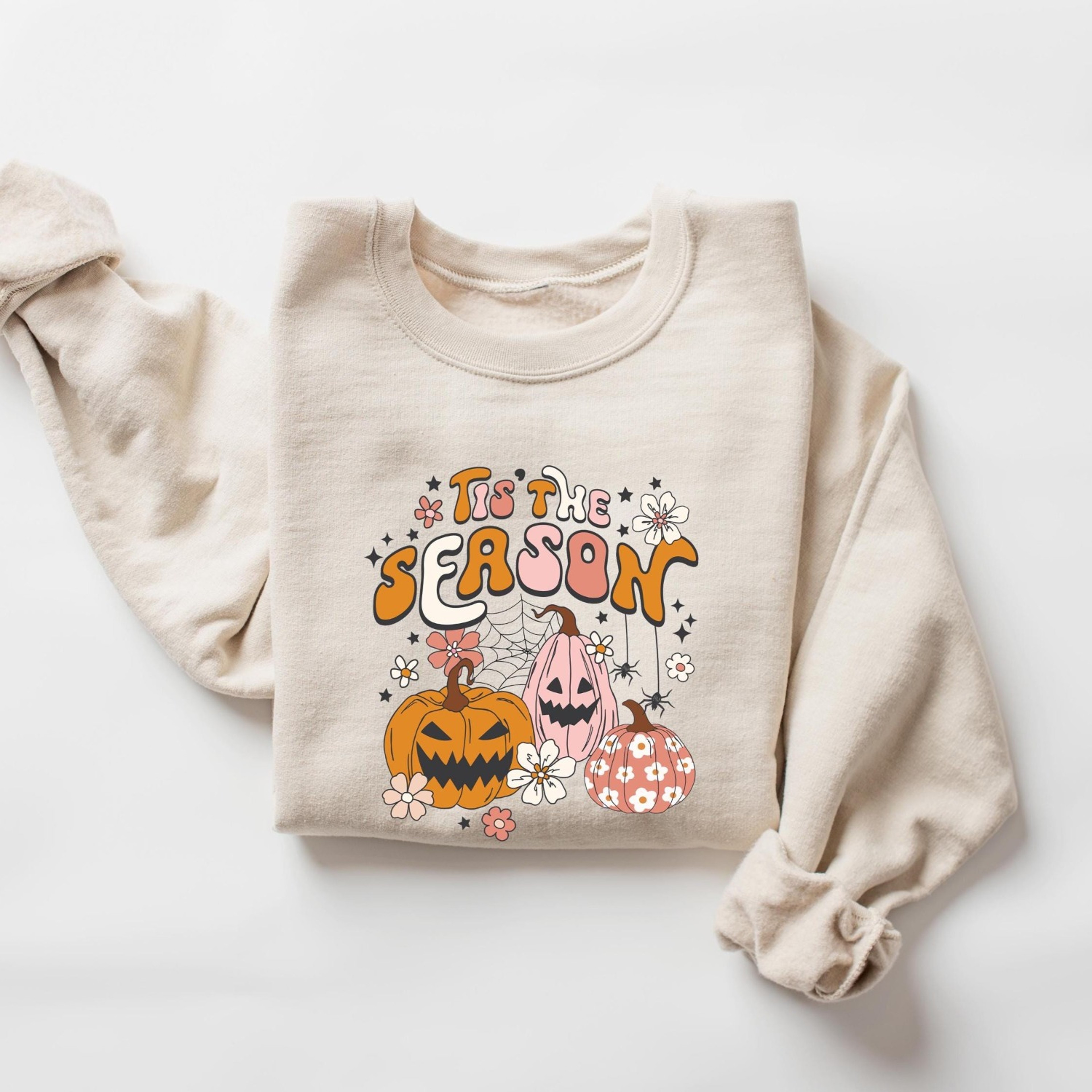 Tis The Season Halloween Sweatshirt Spooky Pumpkin Fall Crewneck 3jpg