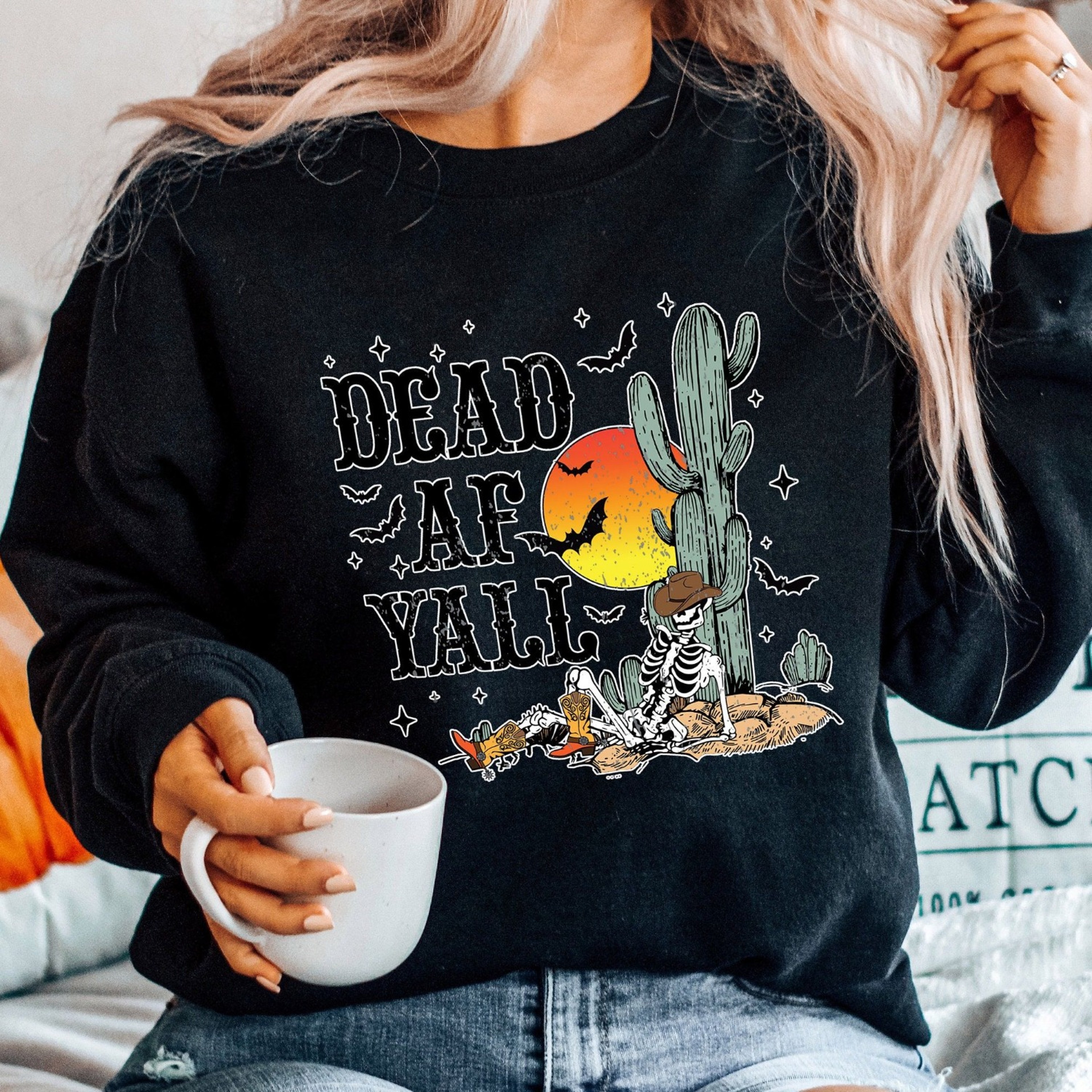 Pumpkin Skeleton Halloween Sweatshirt Spooky Fall Crewneck For Women 4jpg