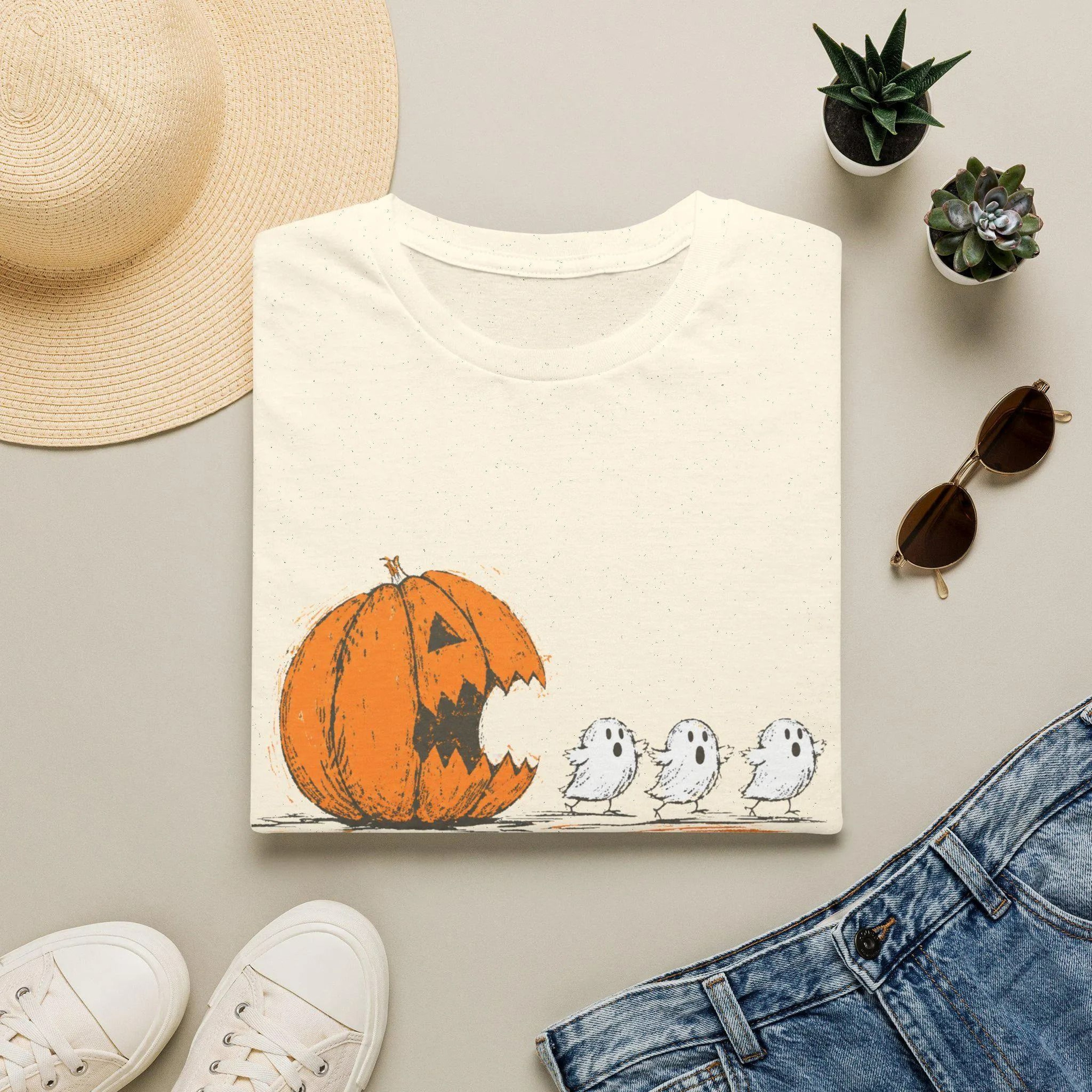 Pumpkin Ghost Halloween Shirt Cute Spooky Fall Shirt Jack O Lantern Ghost Tee Vintage Shirt Comfort 2