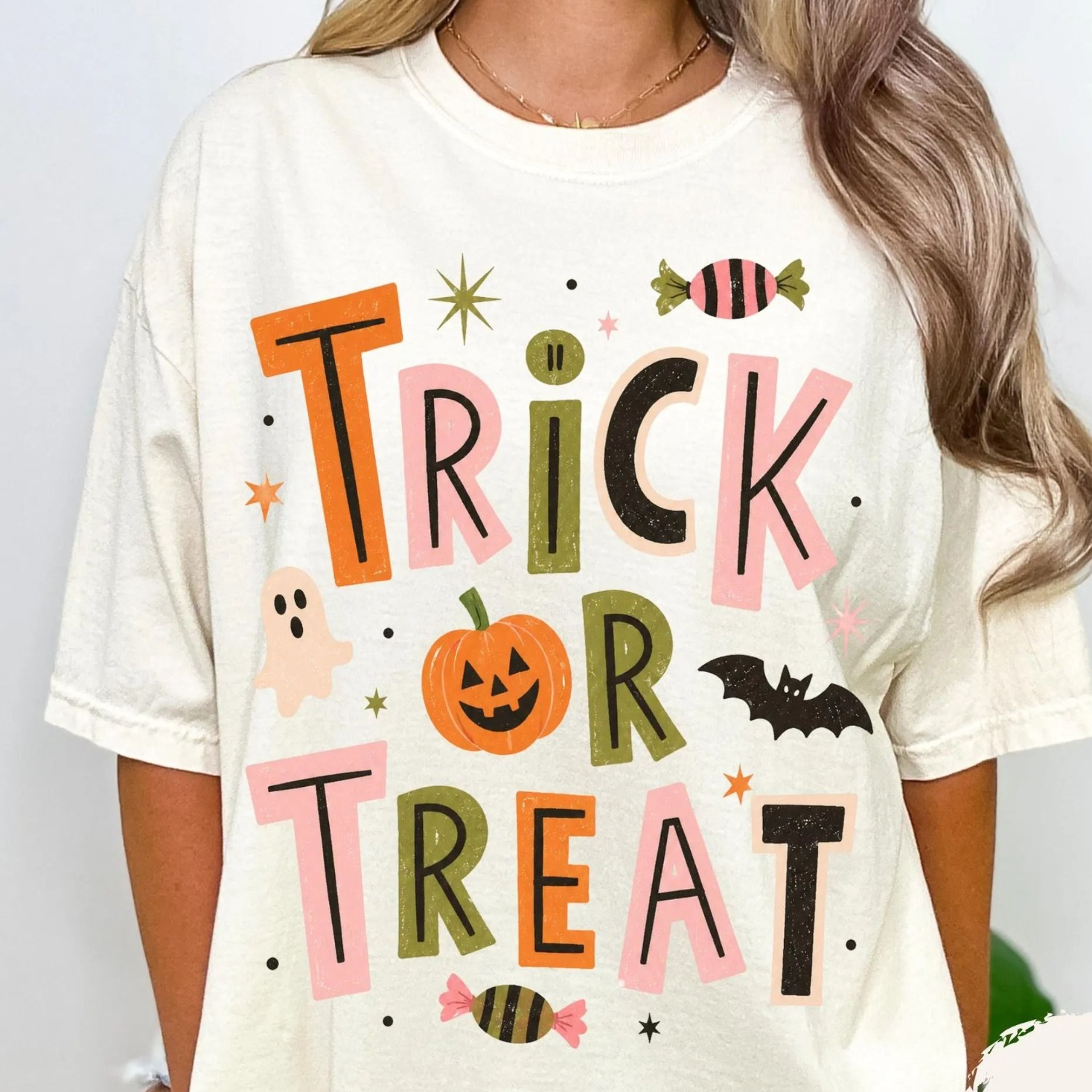 Trick Or Treat Shirt Vintage Halloween Graphic Tee Retro Pumpkin Season Apparel Spooky Season Gift  