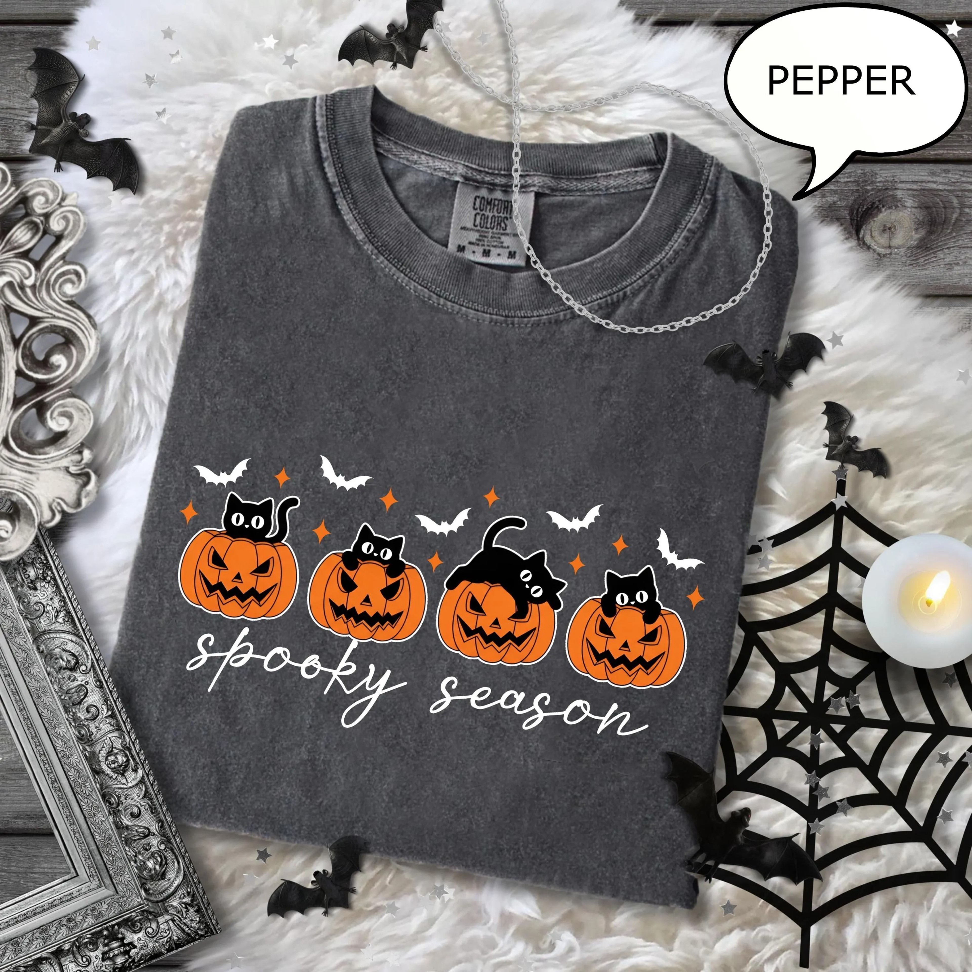 Pumpkin And Cat TShirt Halloween Cats Tee Halloween Shirt Cat Lower Halloween Gift Spooky Season Sh 2