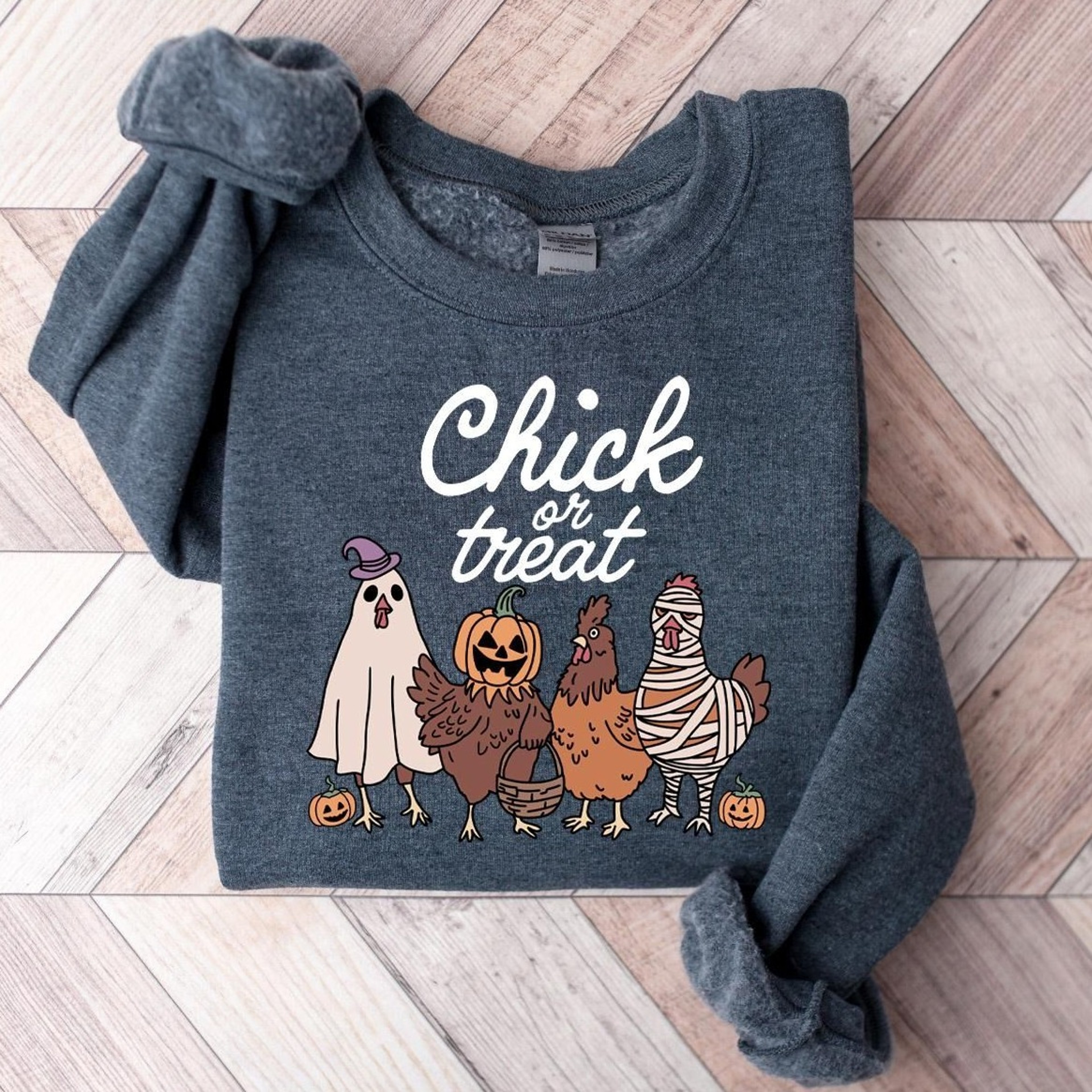 Halloween Chick Or Treat Sweatshirt Halloween Chicken Sweatshirt Halloween Funny Chicken Shirt Ghos 