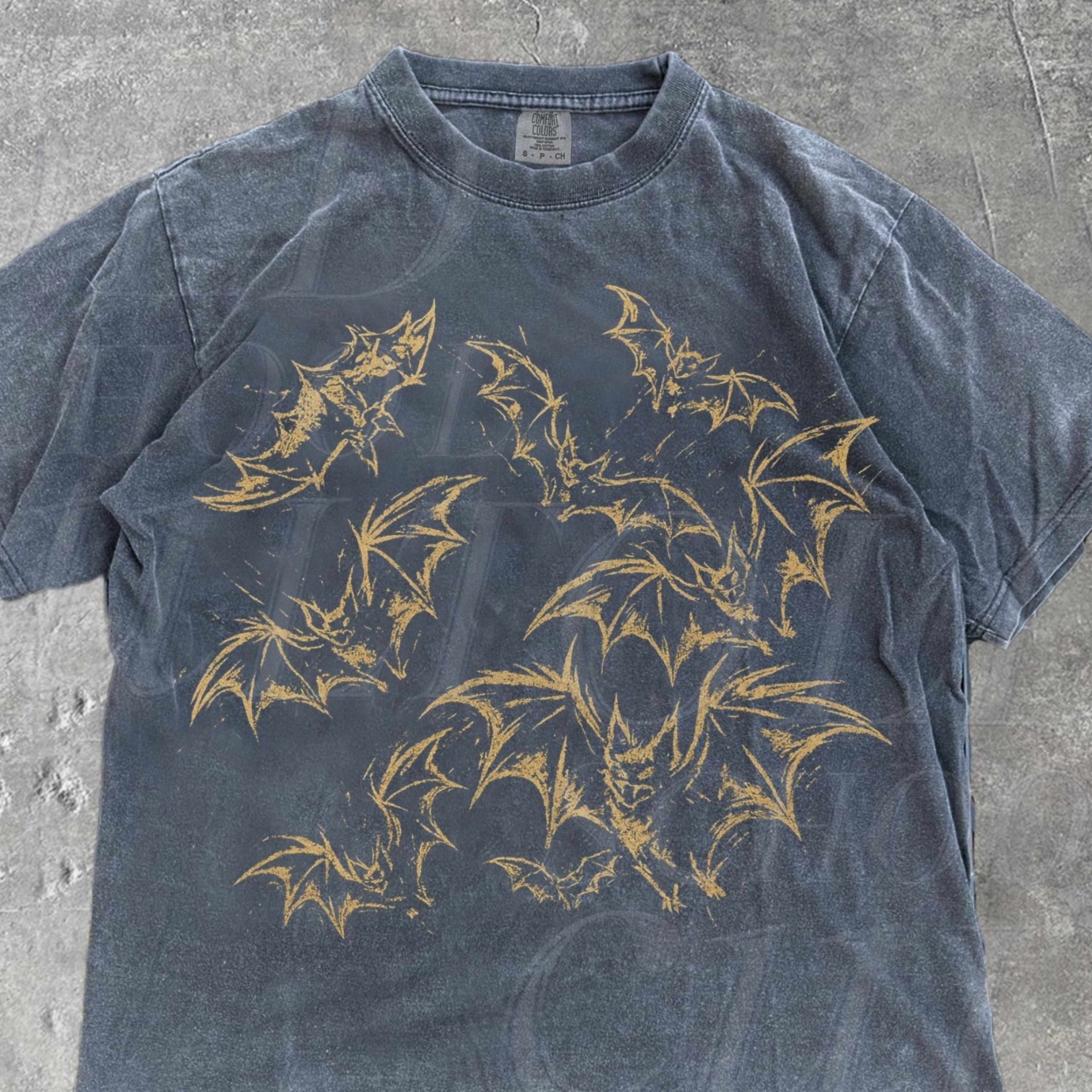 Vintage Halloween Bat 90s Shirt Spooky Y2k 90s Tshirt Bats Print Top Y2K Unisex GarmentDyed Grunge  