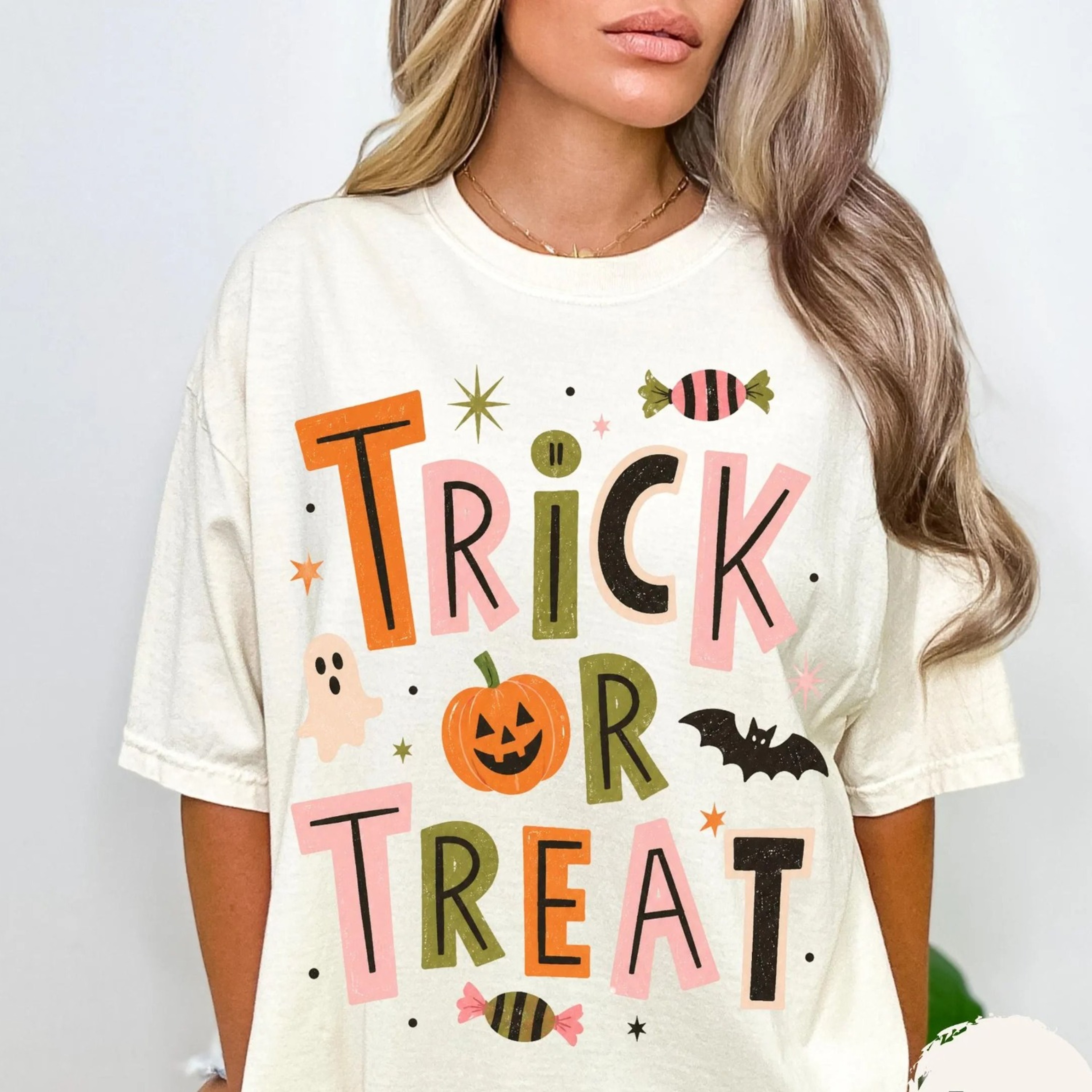 Trick Or Treat Shirt Vintage Halloween Graphic Tee Retro Pumpkin Season Apparel Spooky Season Gift  