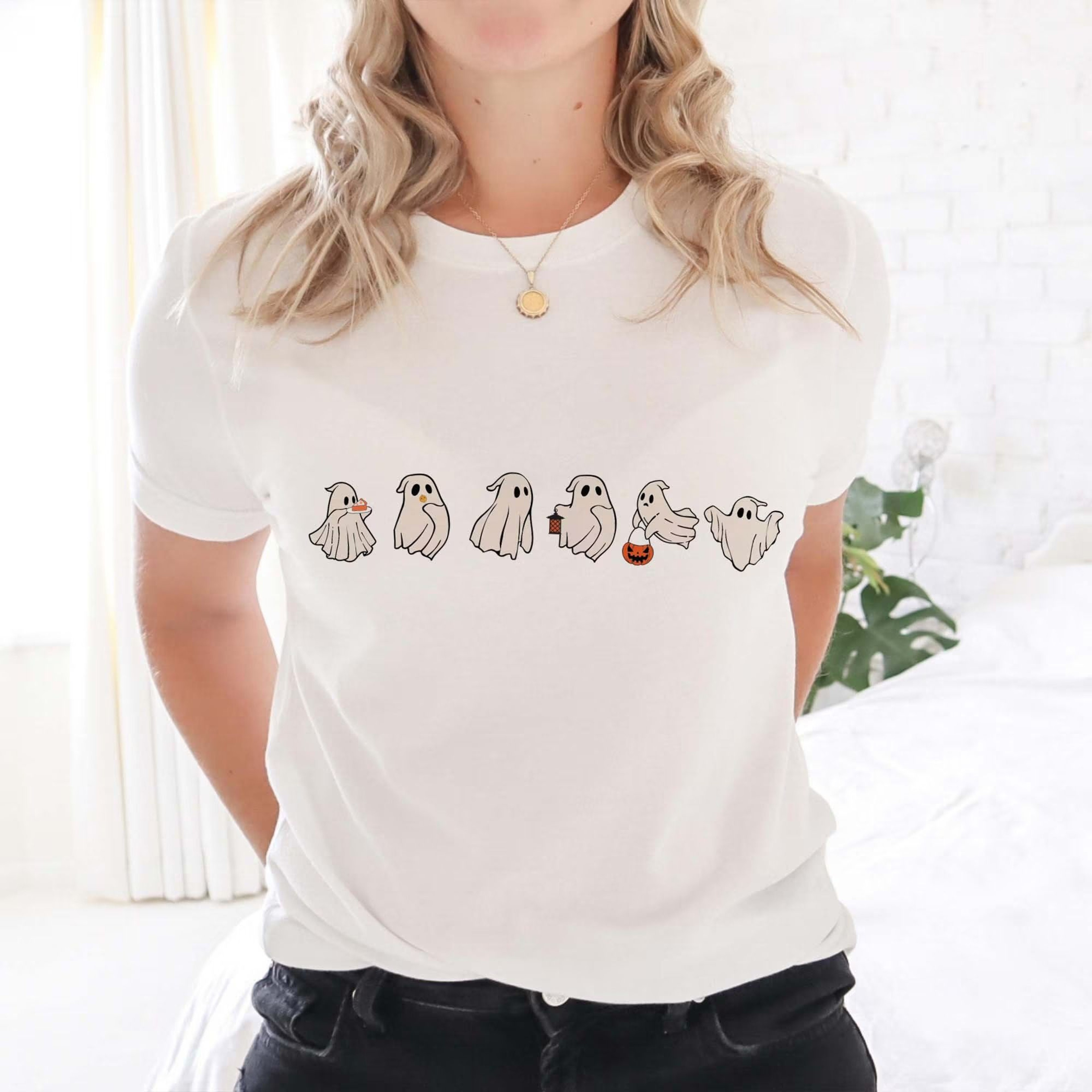 Cute Group Of Ghost Halloween Jumper  Tshirts Available  Black Party Outfit  Ghost Costume Unisex A 1