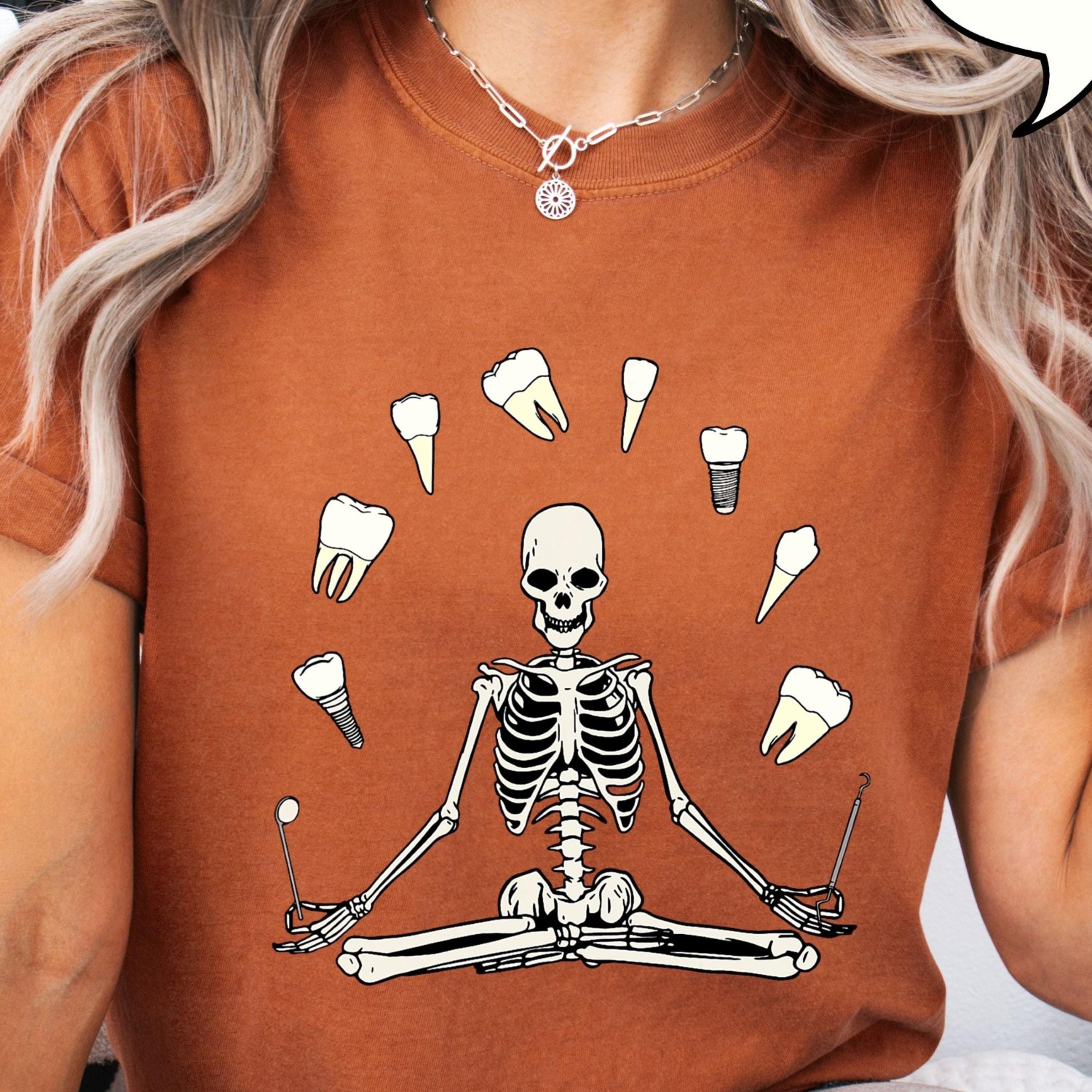 Dental Skeleton T Shirt Halloween Dentist Shirt Funny Tooth Skeleton Graphic Tee 3jpg