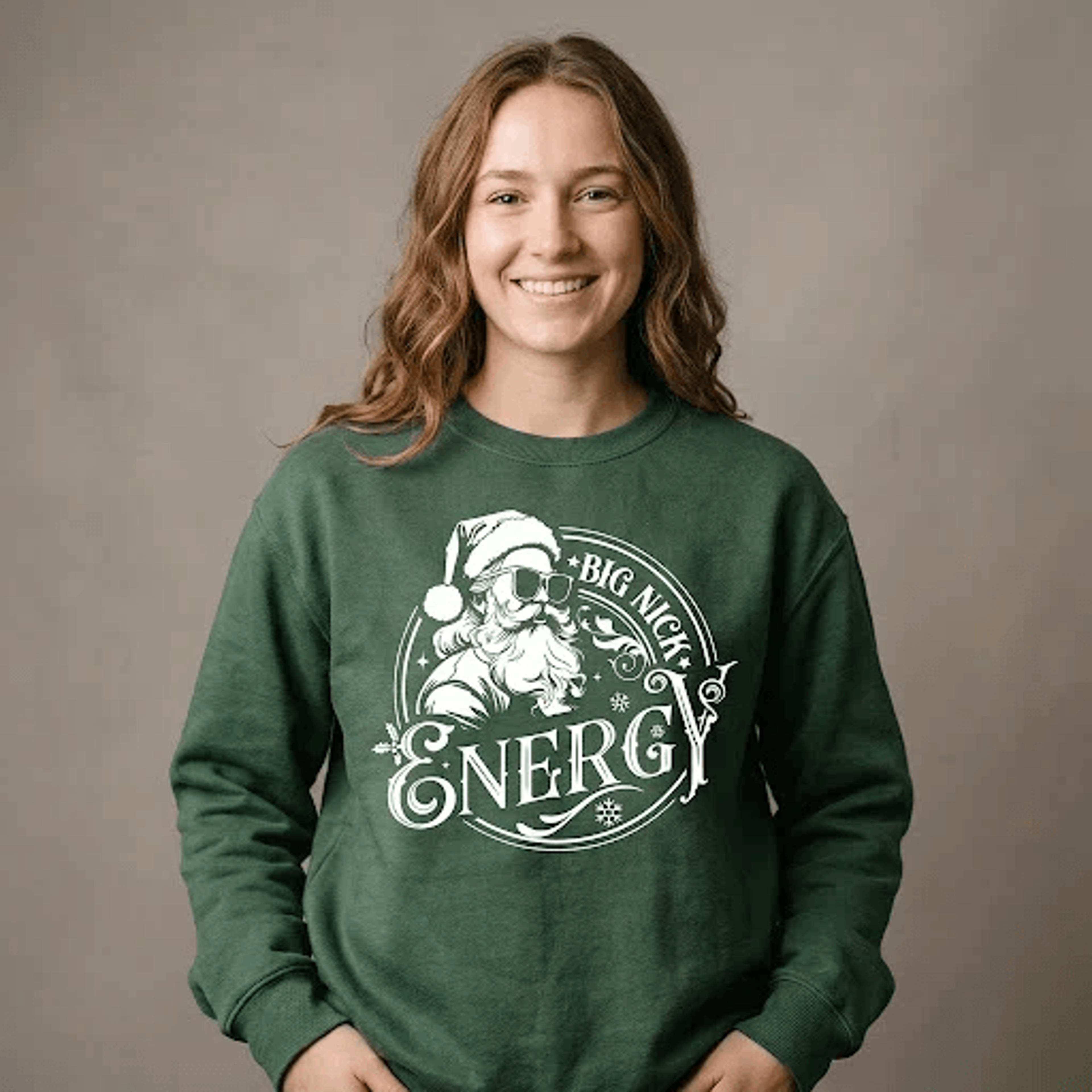Big Nick Energy Christmas Sweatshirt Funny Santa Claus Holiday Crewneck Retro Santa Graphic Unisex  2