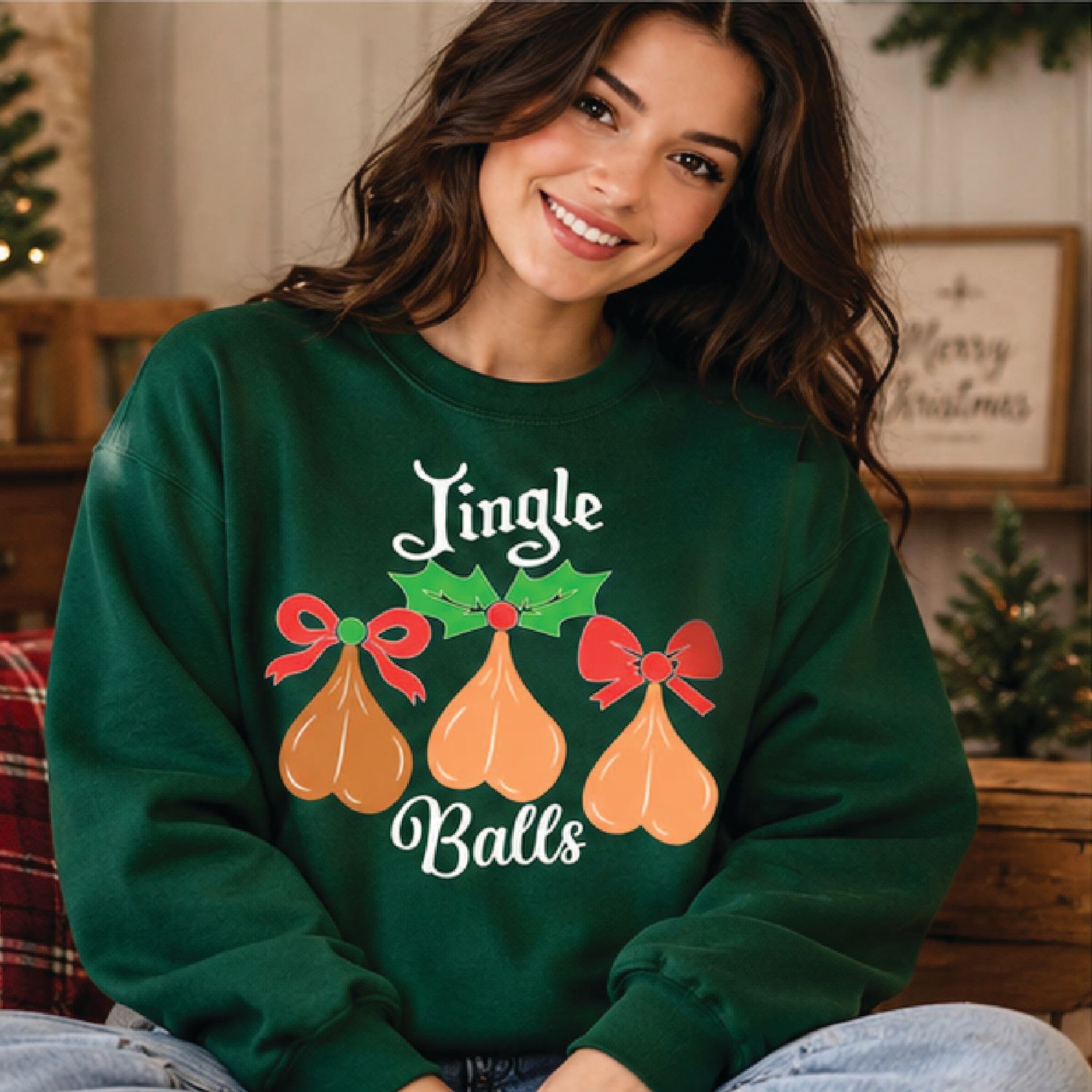 Jingle Balls Christmas Sweatshirt Funny Naughty Holiday Graphic Adult Humor Ugly Christmas Party Sw 3