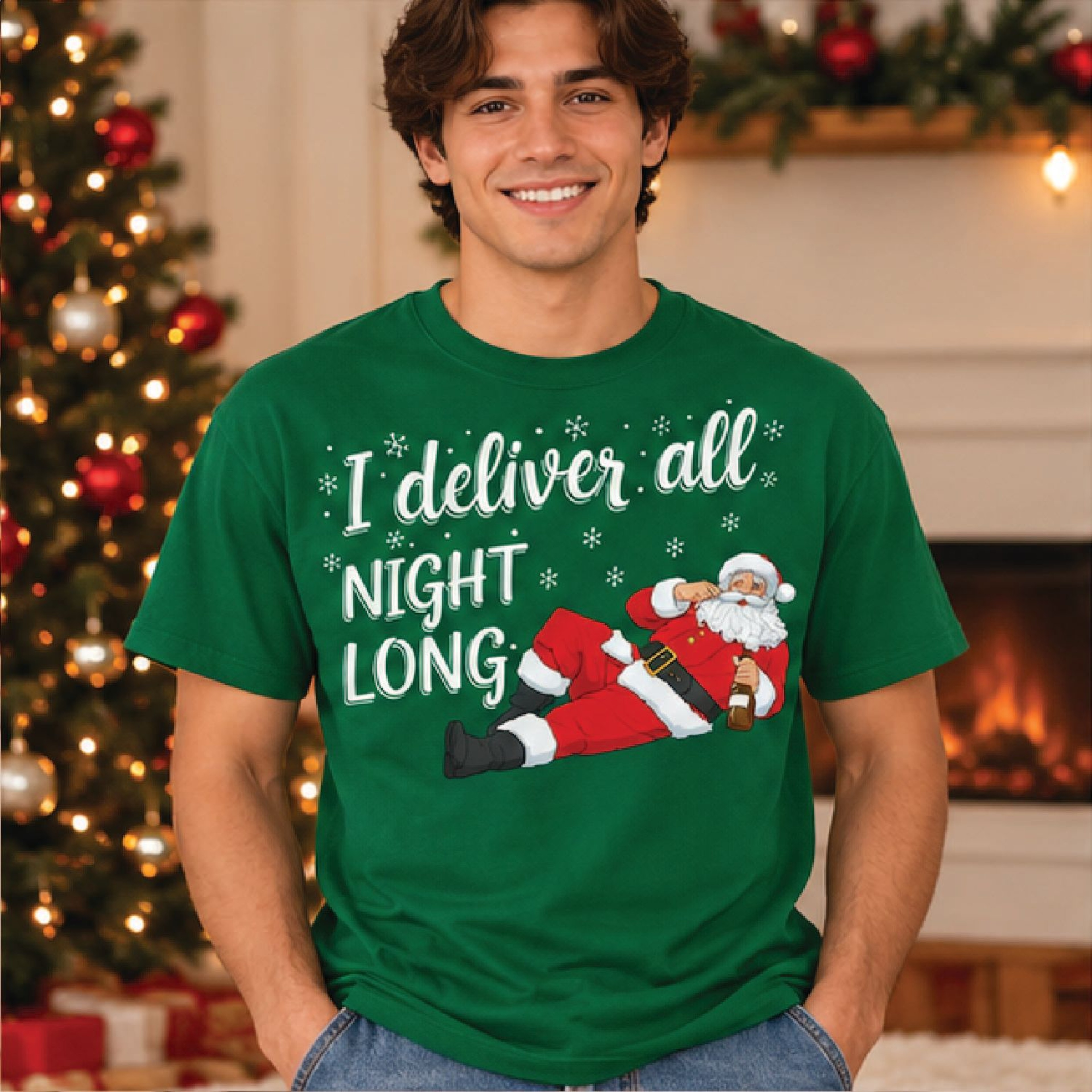 Funny Matching Christmas Couple Sweatshirts I Deliver All Night Long And Santa Came Twice Naughty H 1