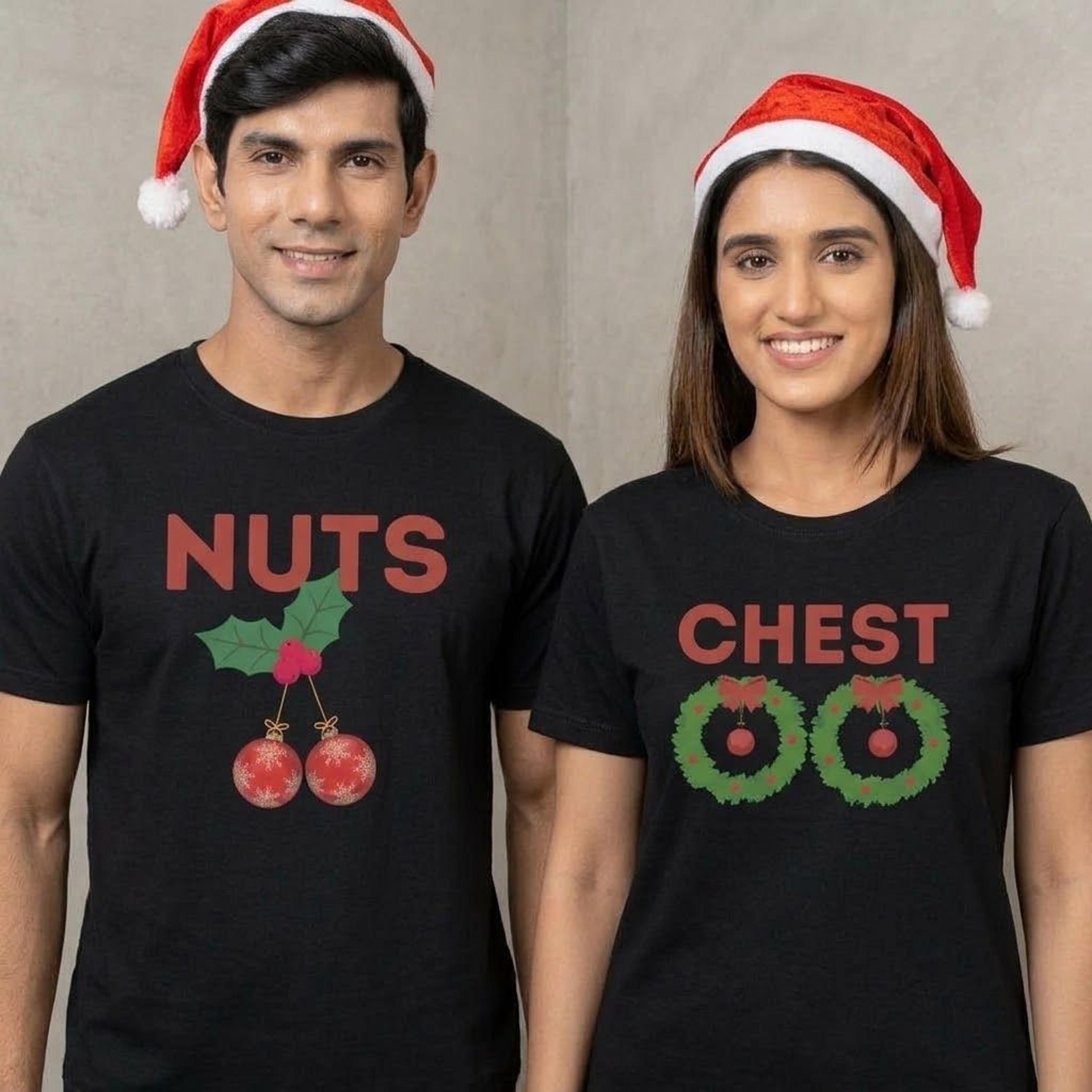 Nuts Chest Matching Christmas Sweatshirts Funny Couples Holiday Outfit Naughty Christmas Humor Unis 0