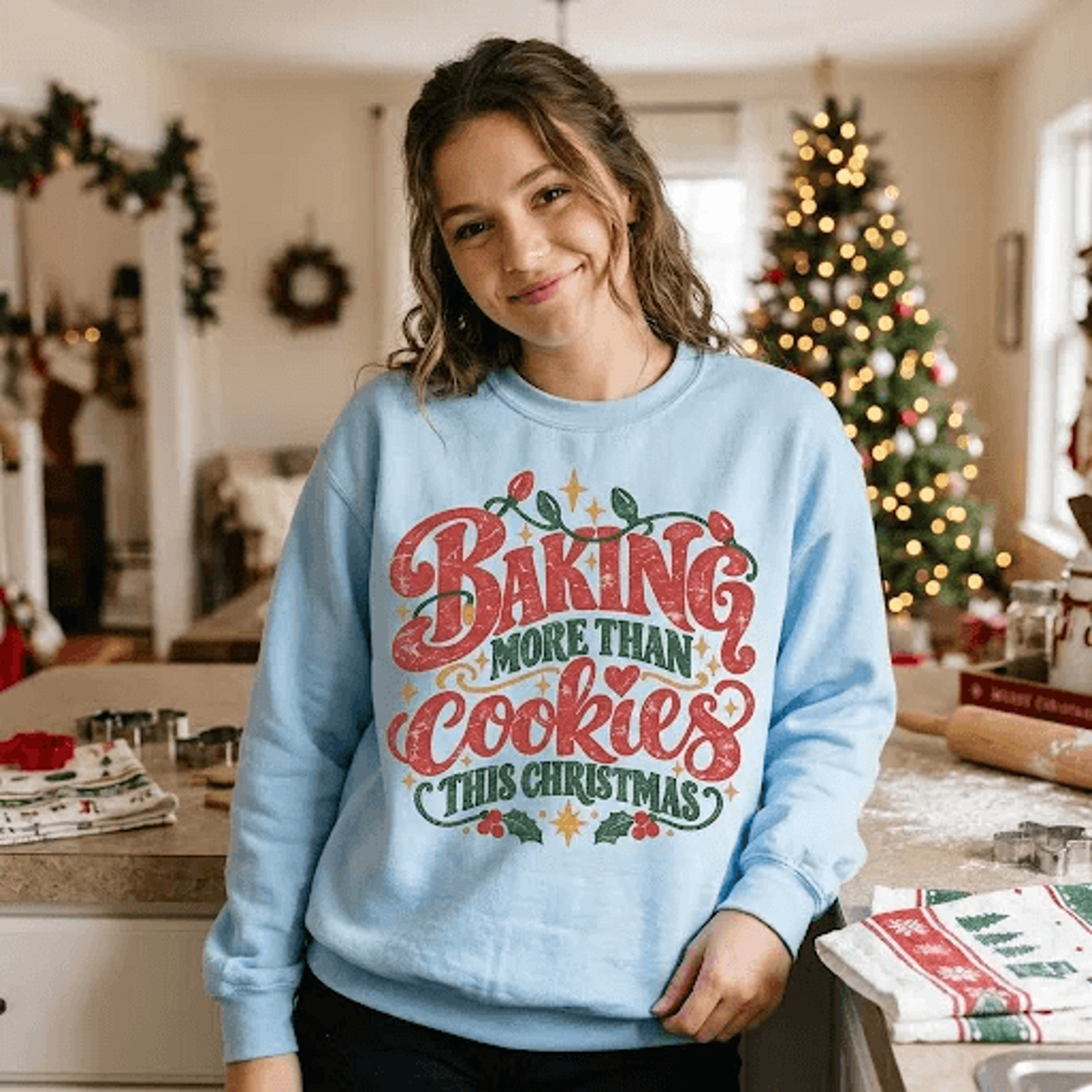 Baking More Than Cookies This Christmas Sweatshirt Funny Pregnancy Announcement Sweatshirt Retro Mo 2