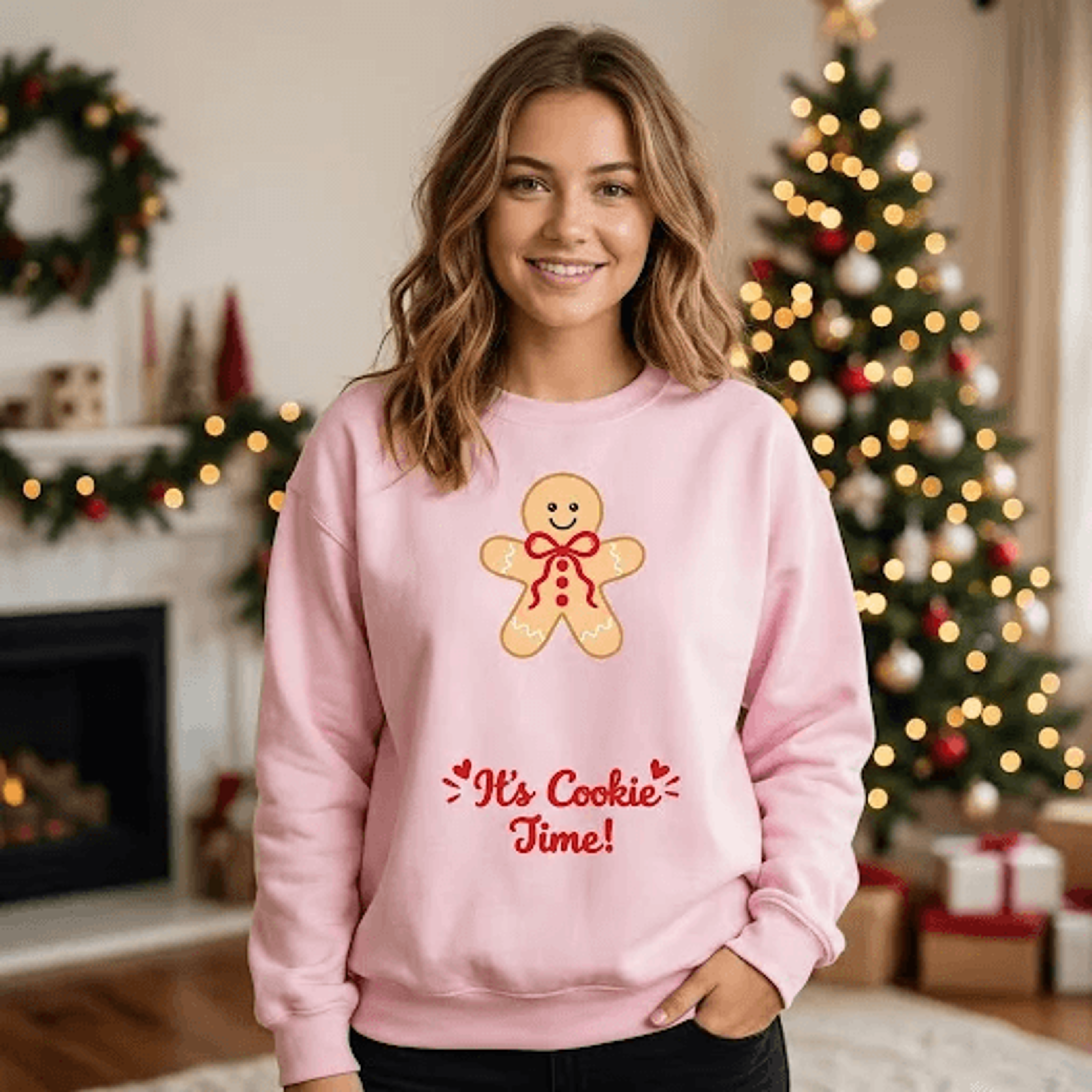 Its Cookie Time Christmas Sweatshirt Cute Gingerbread Man Holiday Sweatshirt Funny Christmas Cookie 1