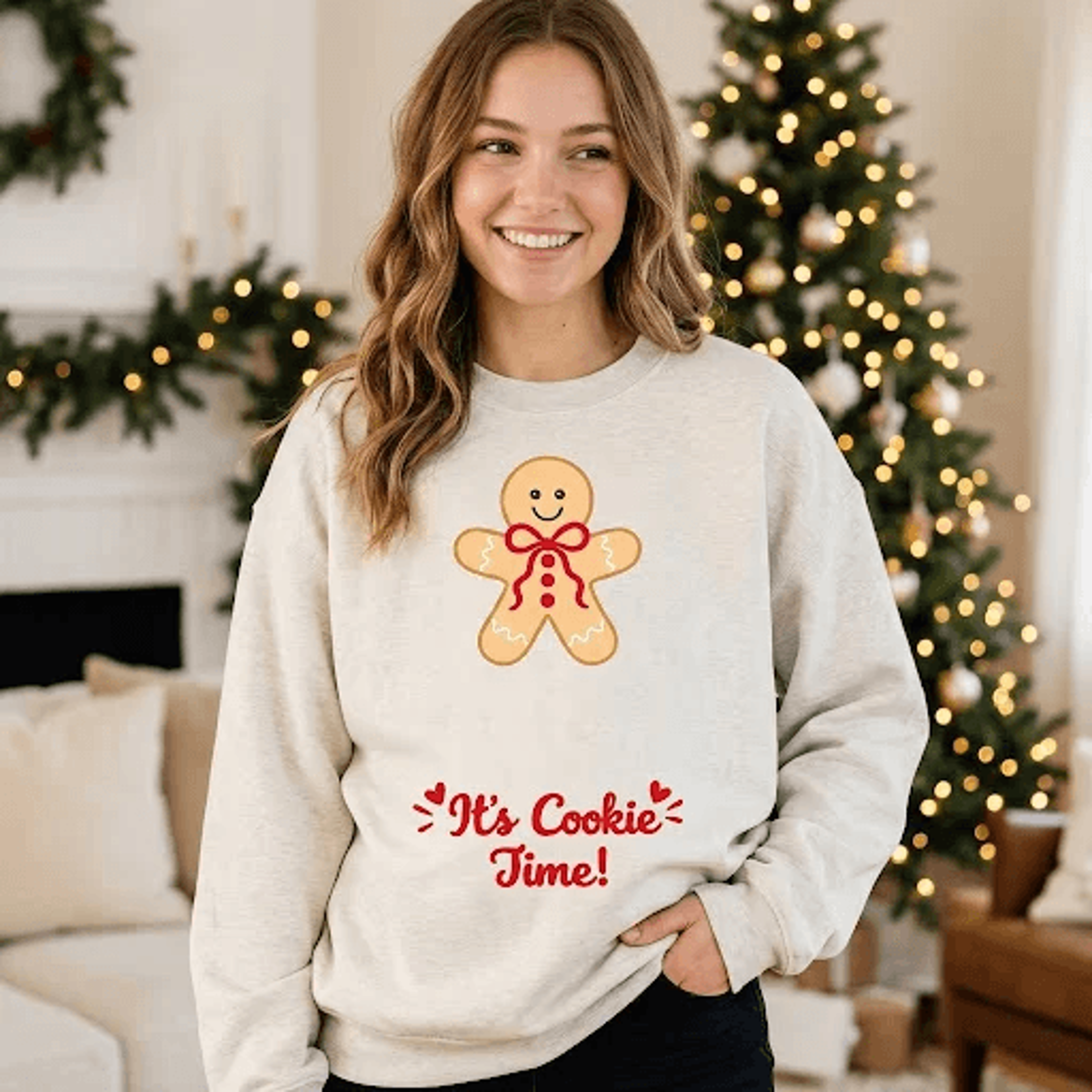 Its Cookie Time Christmas Sweatshirt Cute Gingerbread Man Holiday Sweatshirt Funny Christmas Cookie 2