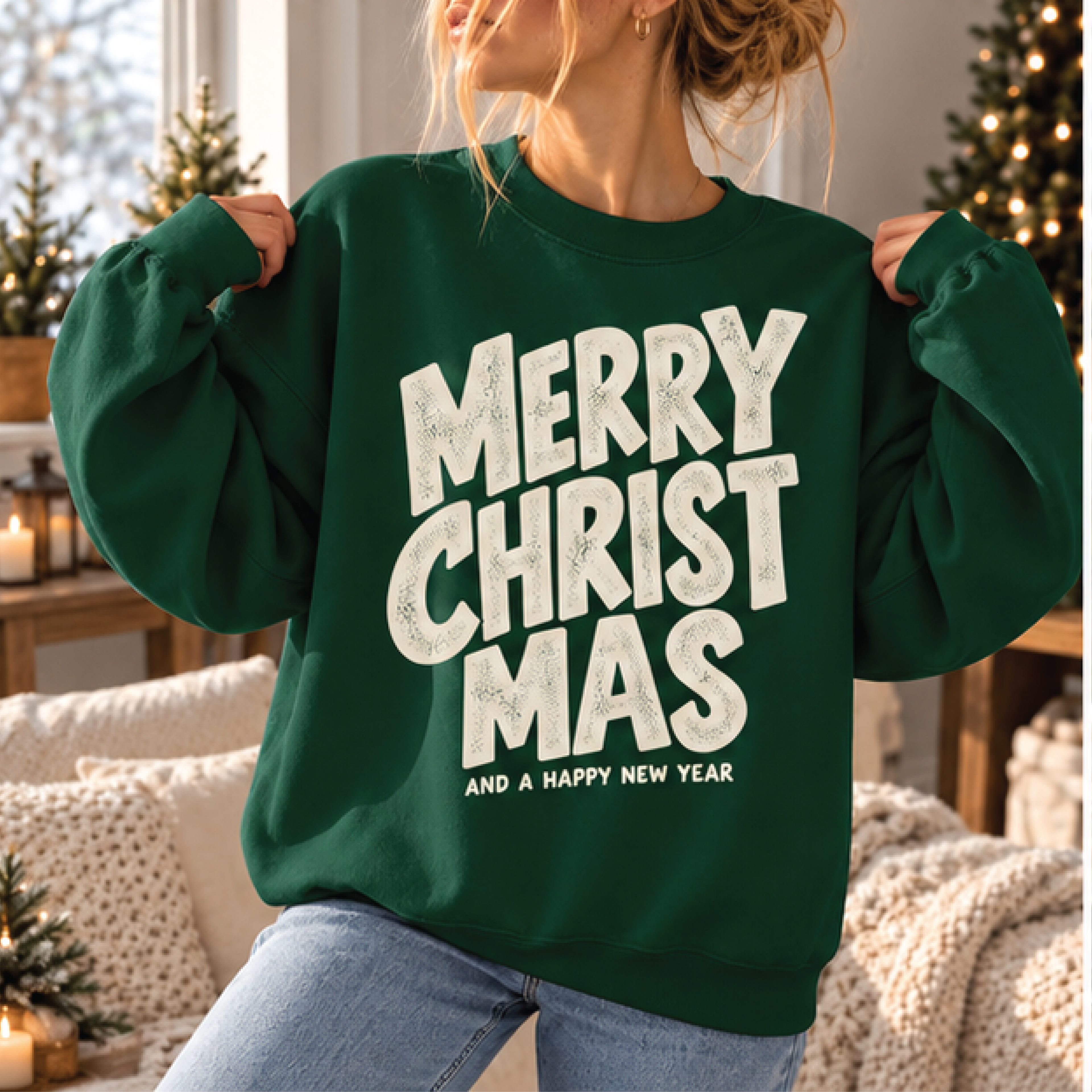 Merry Christmas Sweatshirt Retro Christmas Typography Sweatshirt Happy New Year Holiday Gift Unisex 1