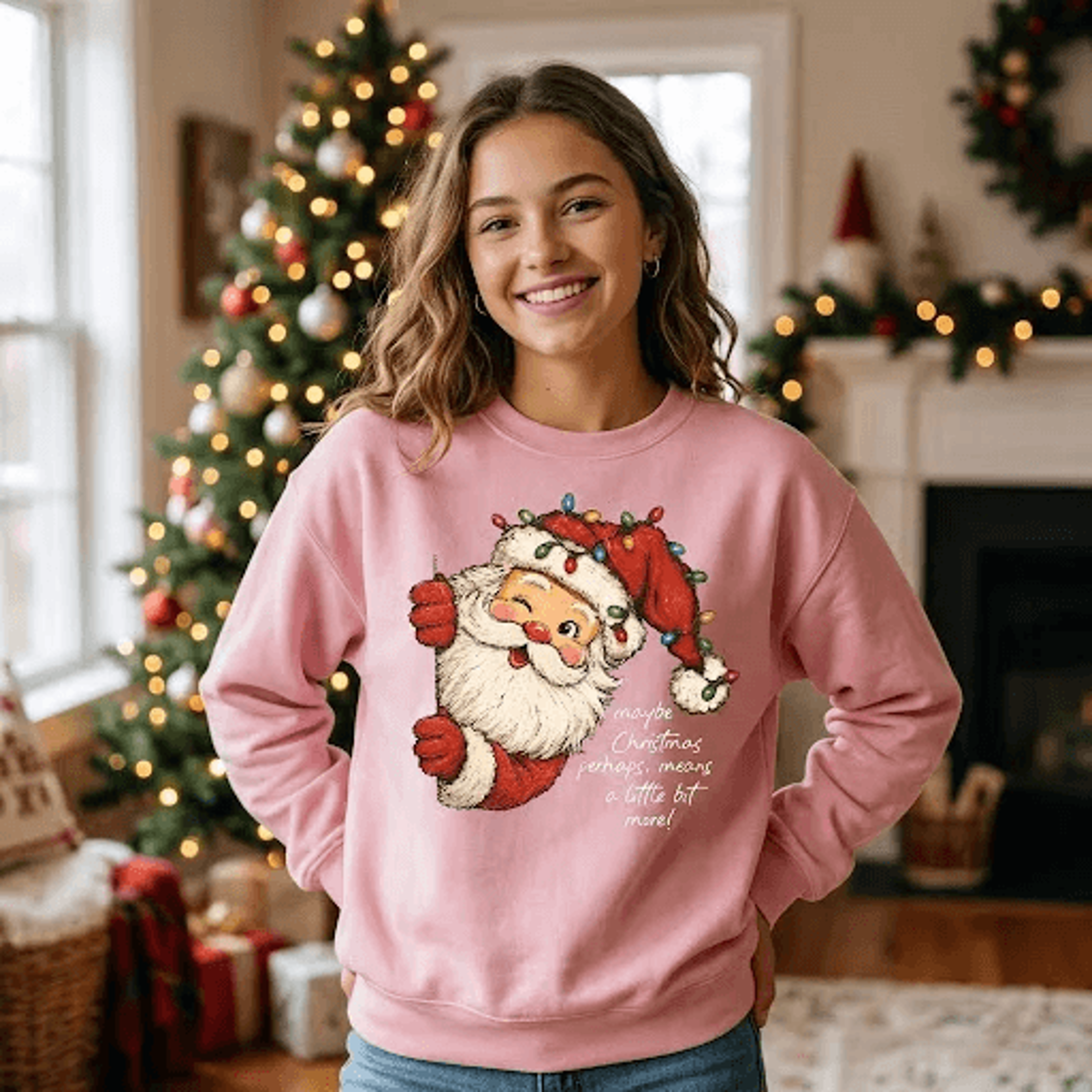 Vintage Santa Christmas Sweatshirt Maybe Christmas Means A Little Bit More Retro Santa Holiday Swea 1