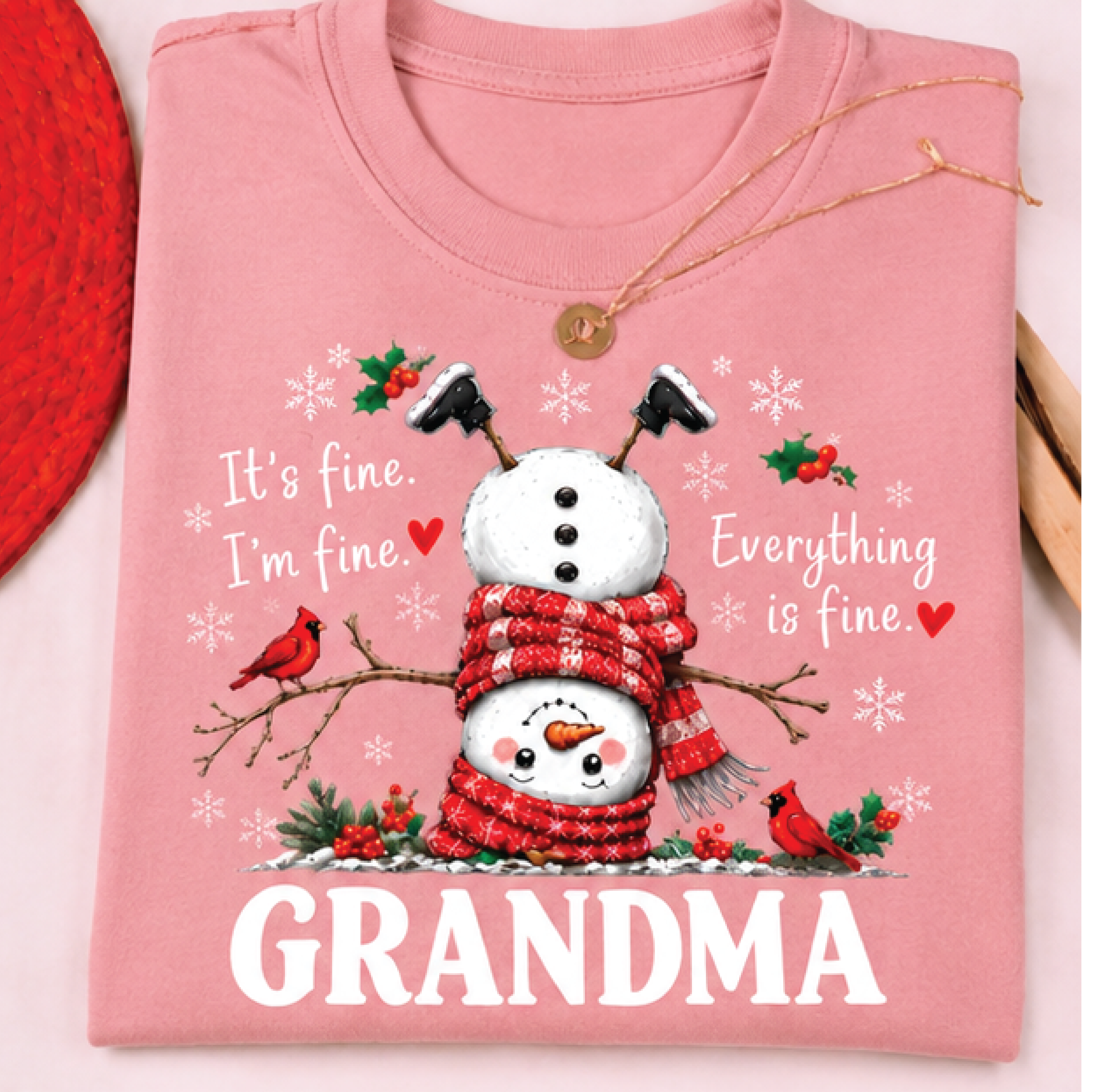 Funny Christmas Grandma Sweatshirt Its Fine Im Fine Everything Is Fine Snowman Design Holiday Grand 3