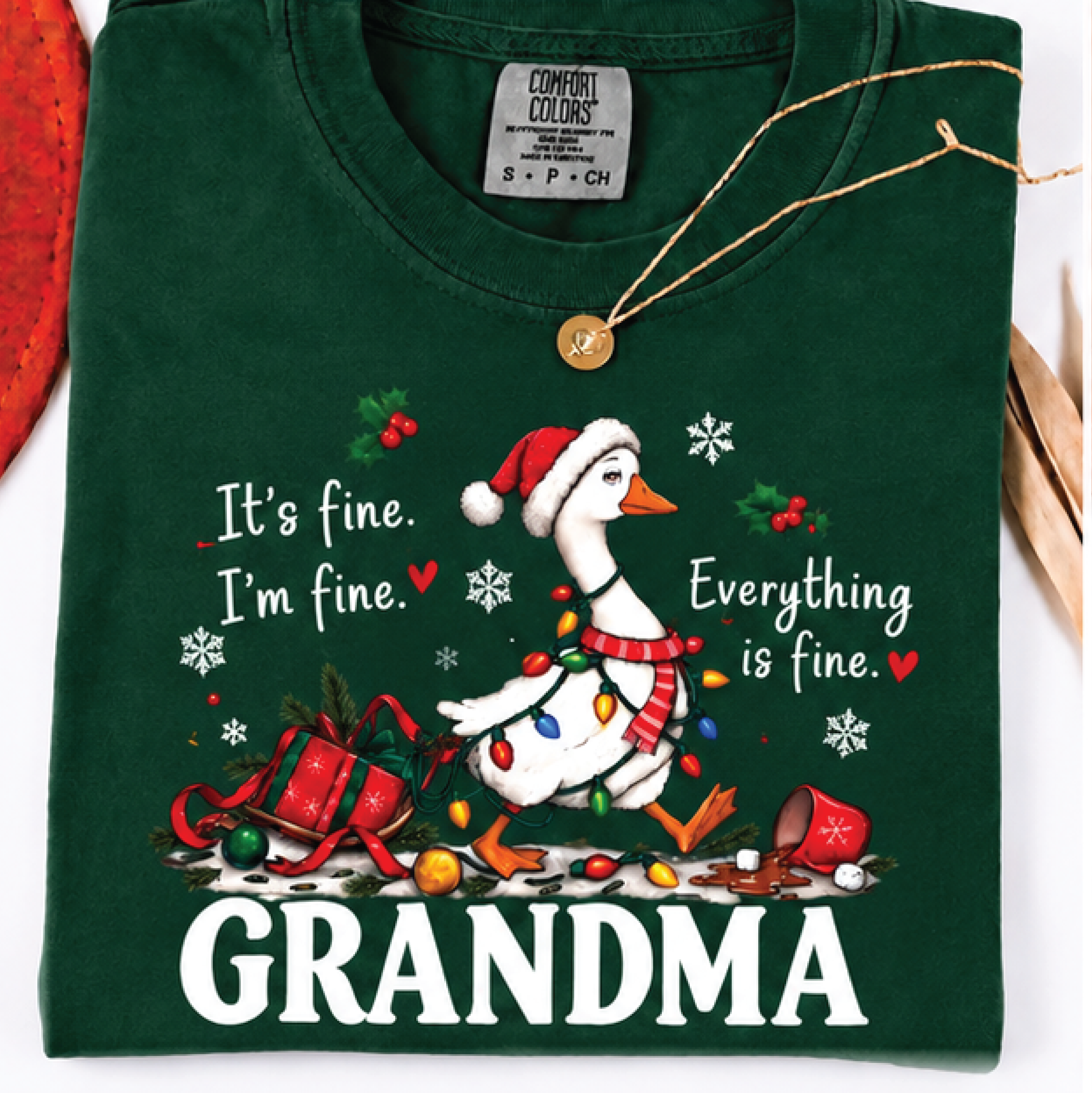 Funny Christmas Grandma Sweatshirt Its Fine Im Fine Everything Is Fine Goose Design Holiday Humor G 2