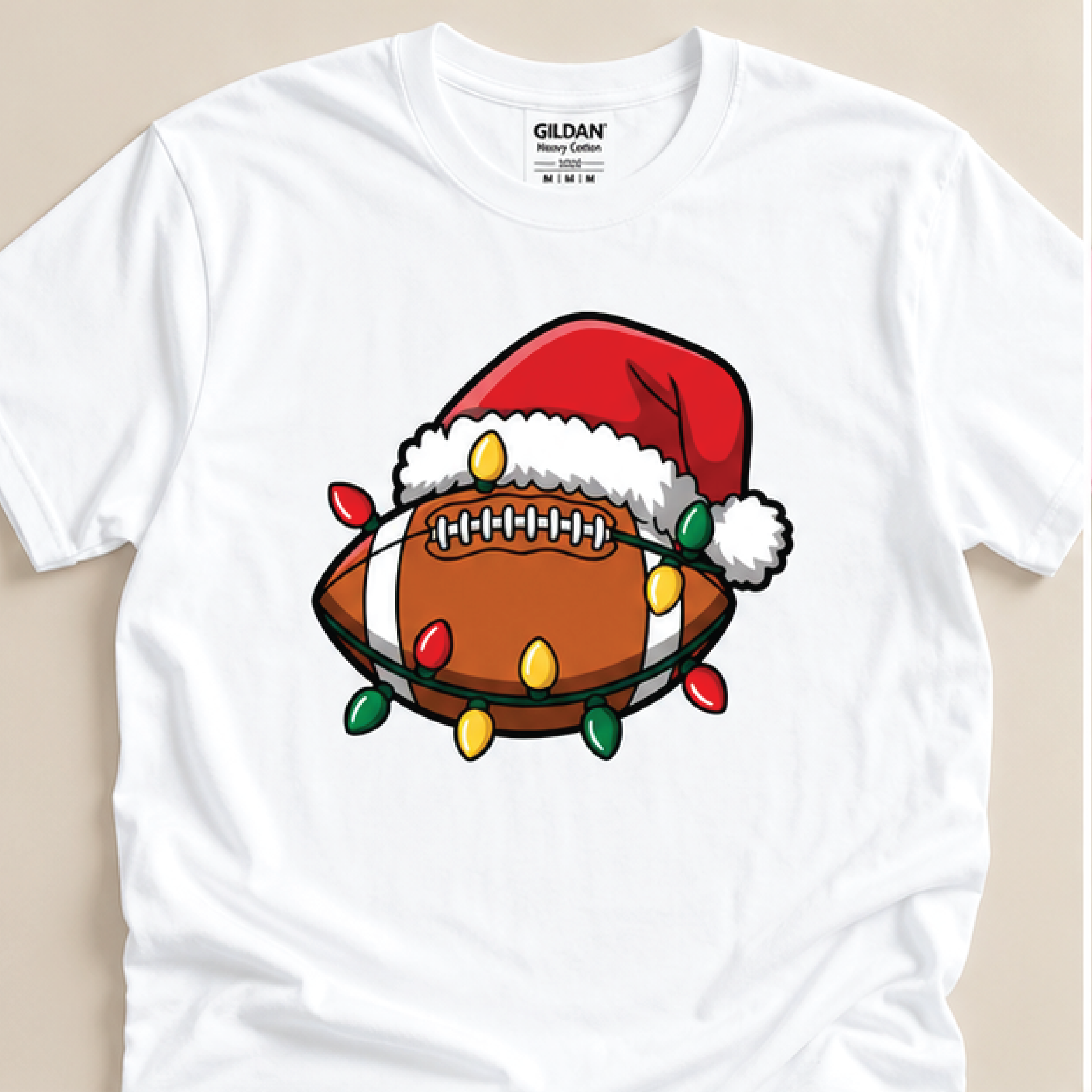 Christmas Football Sweatshirt Santa Hat Football With Holiday Lights Festive American Football Love 1