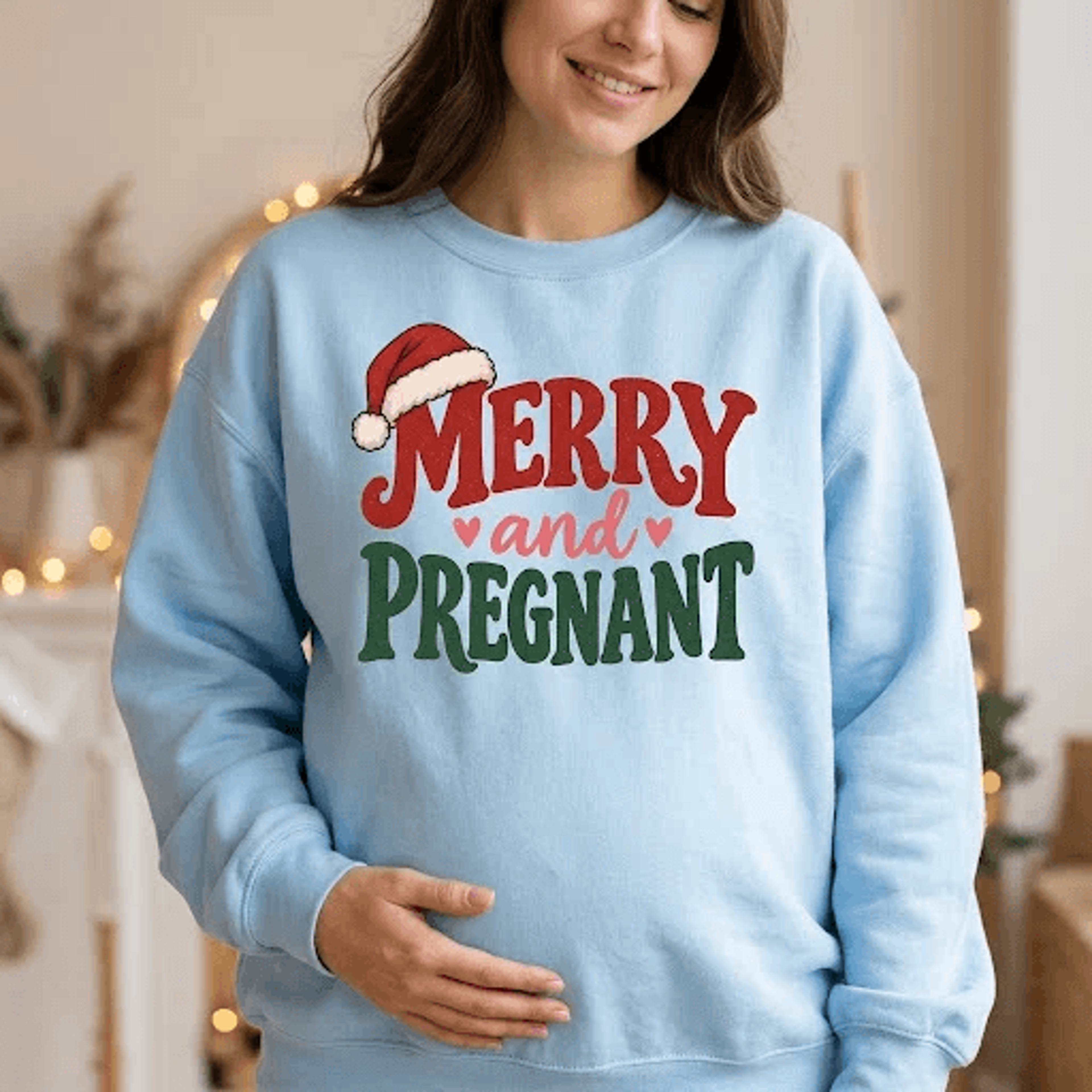 Merry And Pregnant Christmas Sweatshirt Cute Pregnancy Announcement Sweatshirt Expecting Mom Holida 2