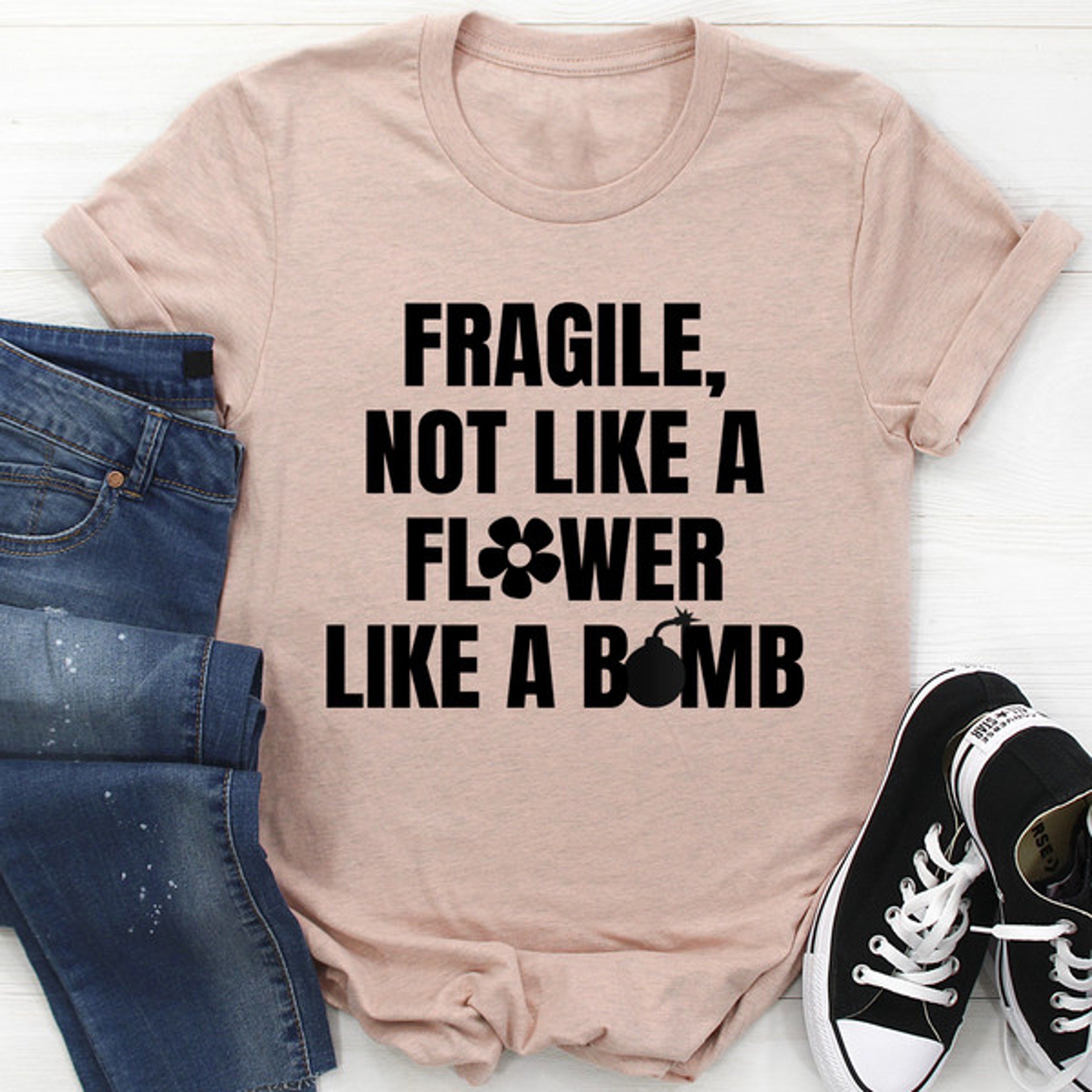 Fragile Not Like A Flower Tee – view 3