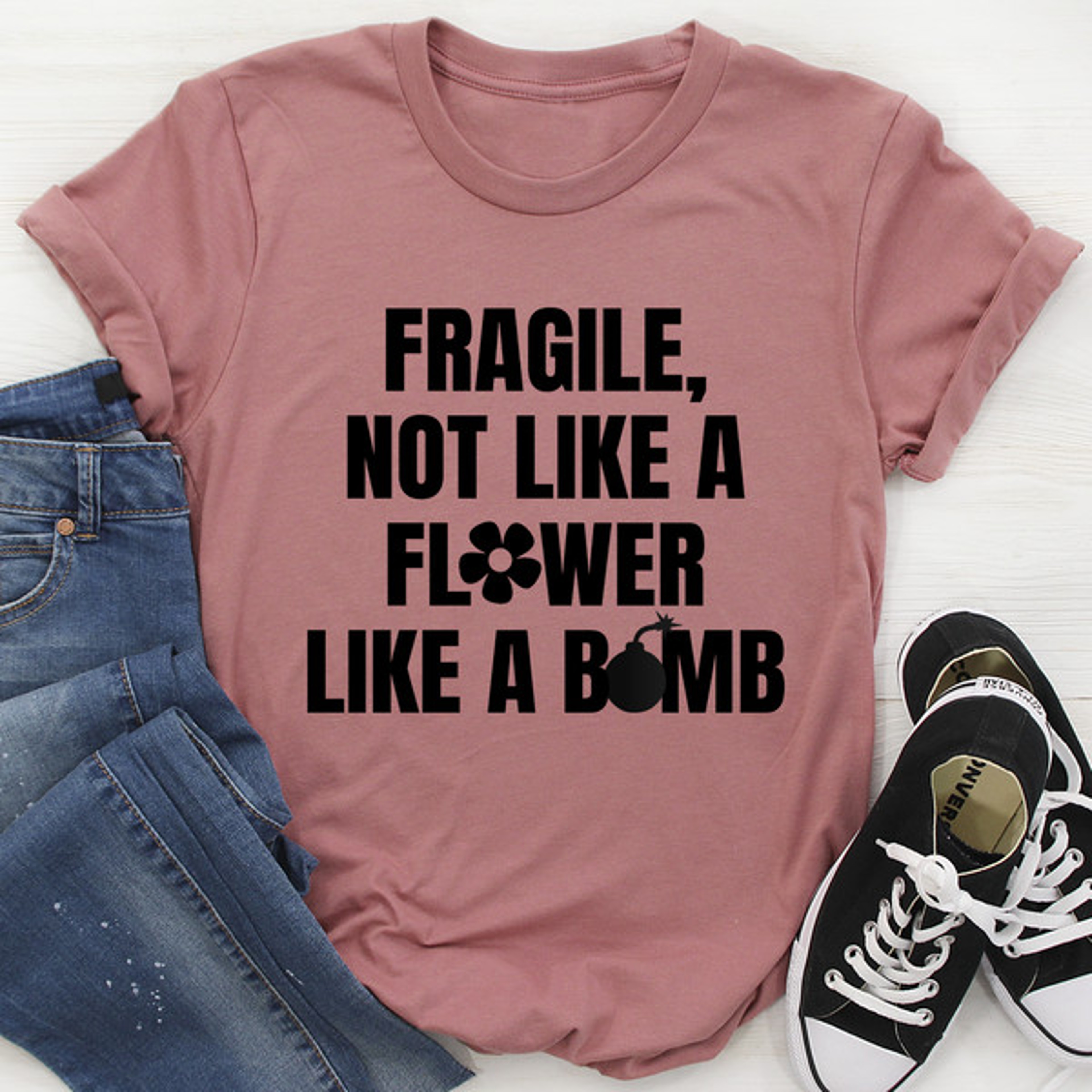 Fragile Not Like A Flower Tee – view 4