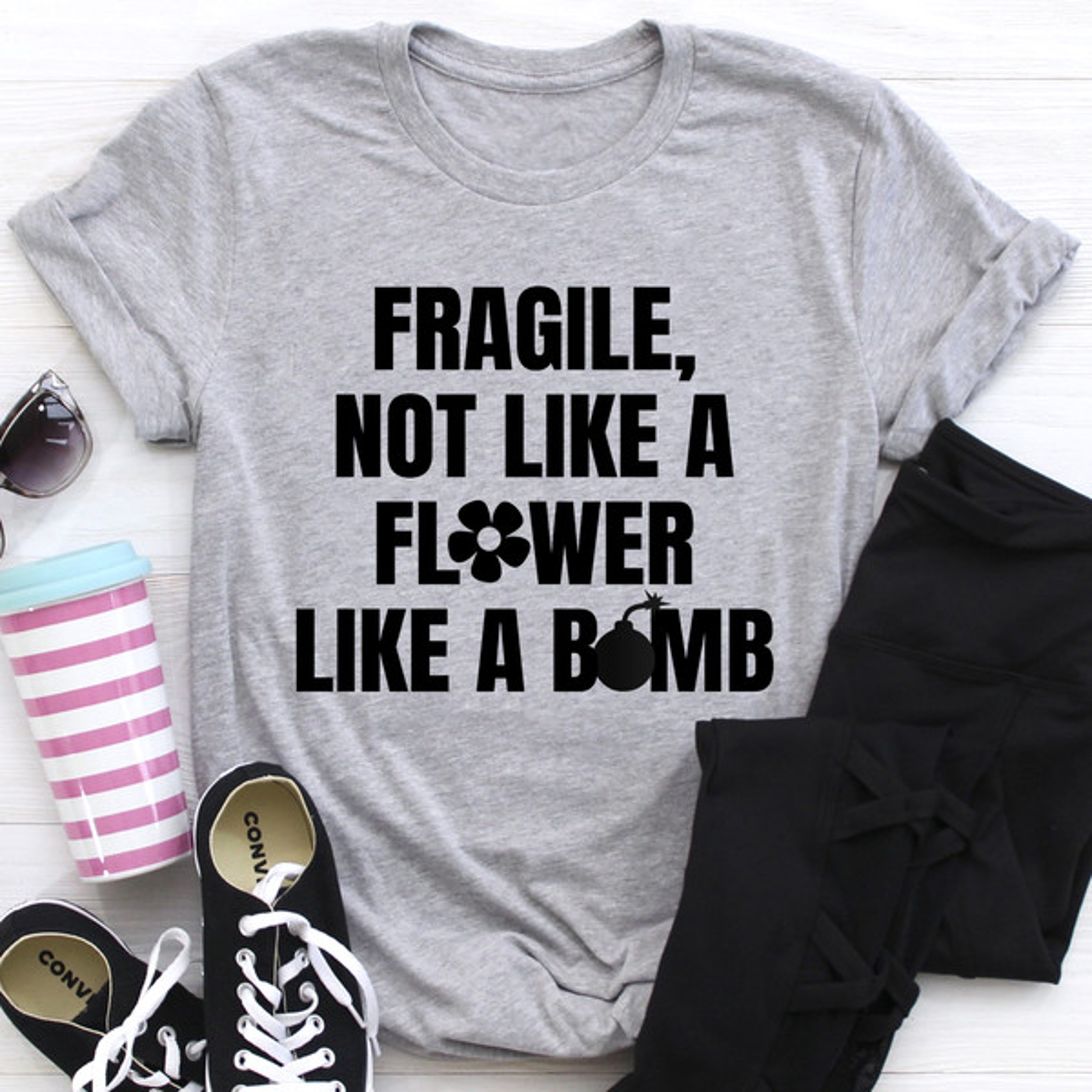 Fragile Not Like A Flower Tee – view 1