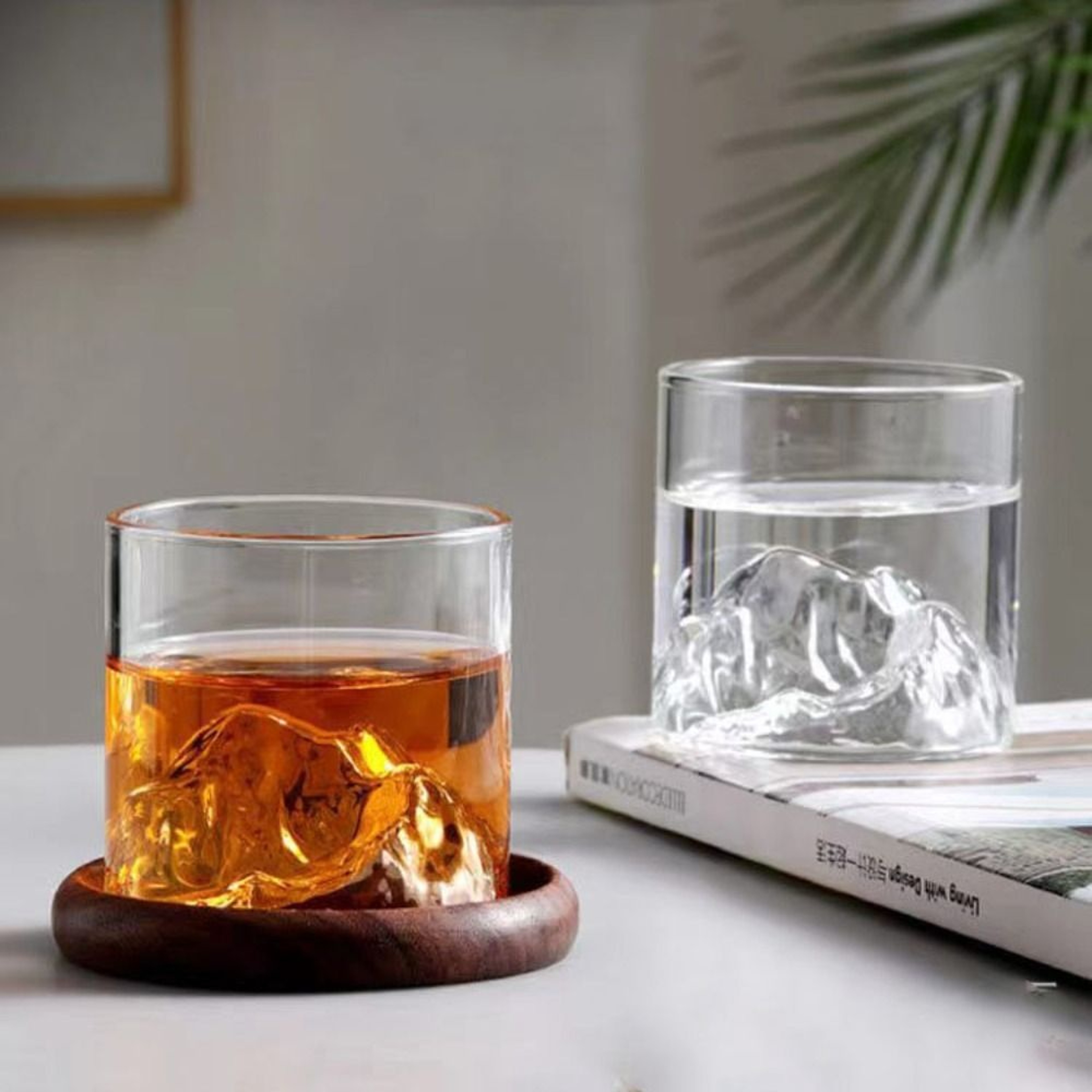 Heat-Resistant Borosilicate Whiskey Glass, Elegant Mountain View Tumbler for Scotch Wine Tea, Home Barware – view 3