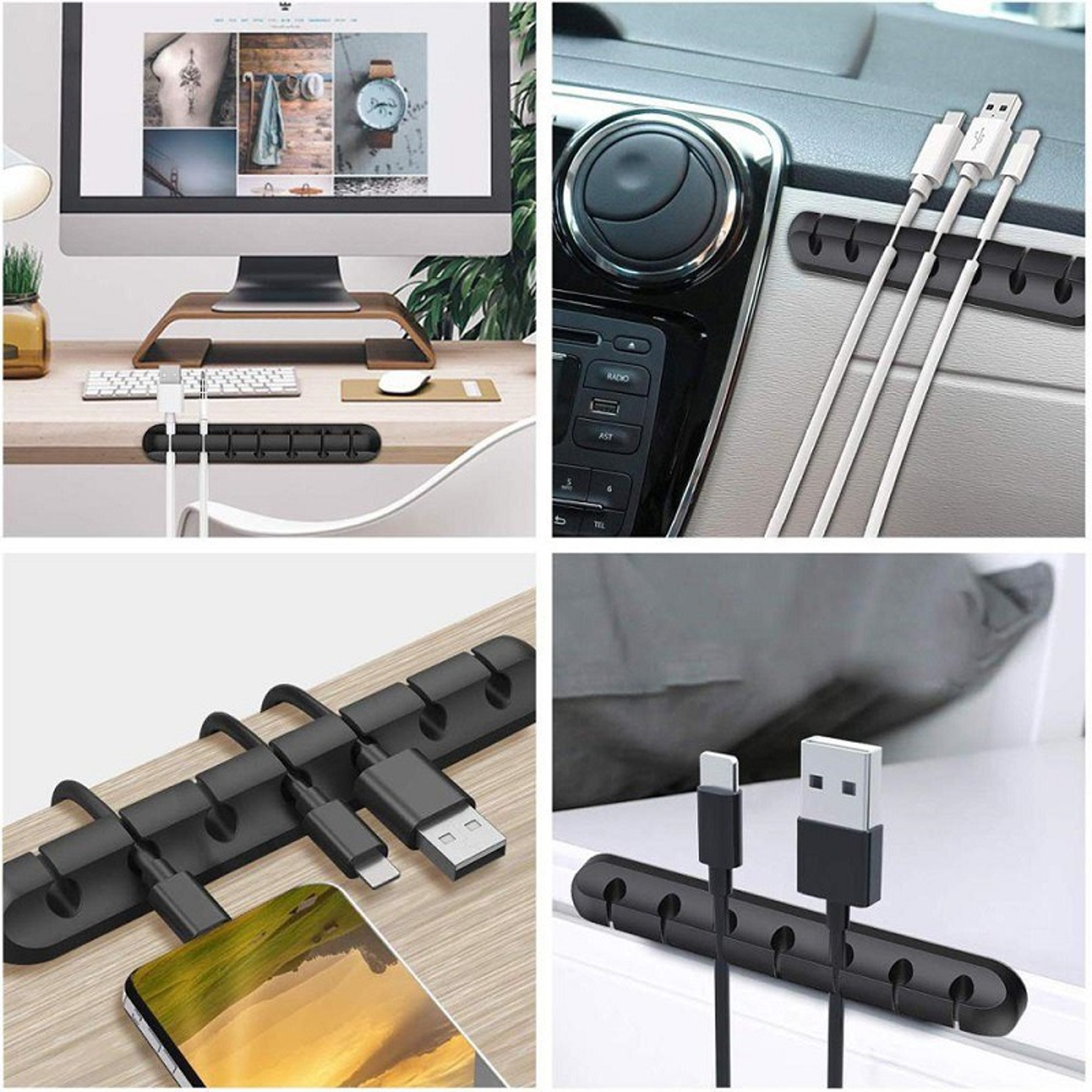Silicone USB Cable Winder Cable Cord Organizer Self Adhesive Clips For Mouse Keyboard Headset 3
