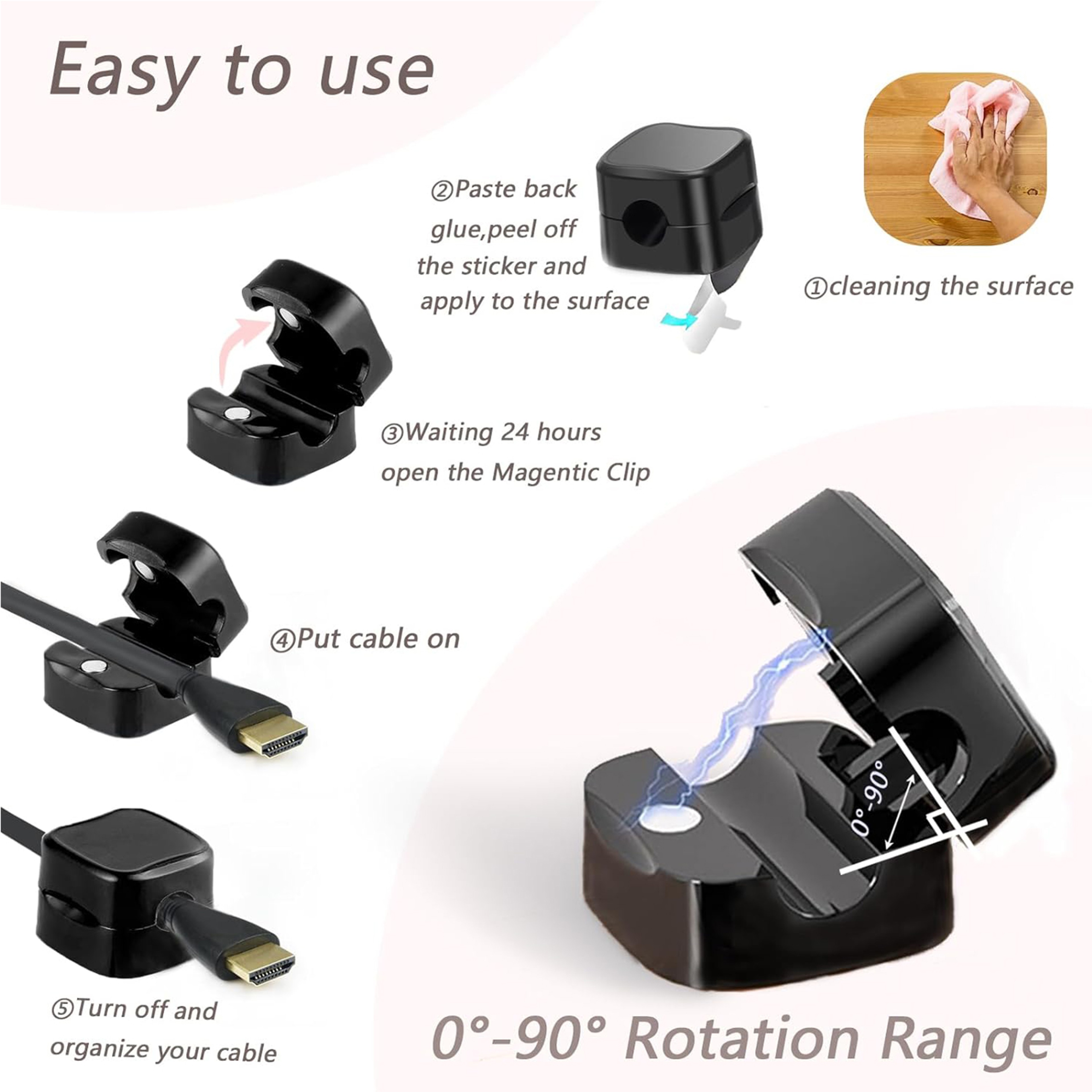 Charging Cord Storage Clips For Home Desk Magnetic Nonslip Wire Organizer 2