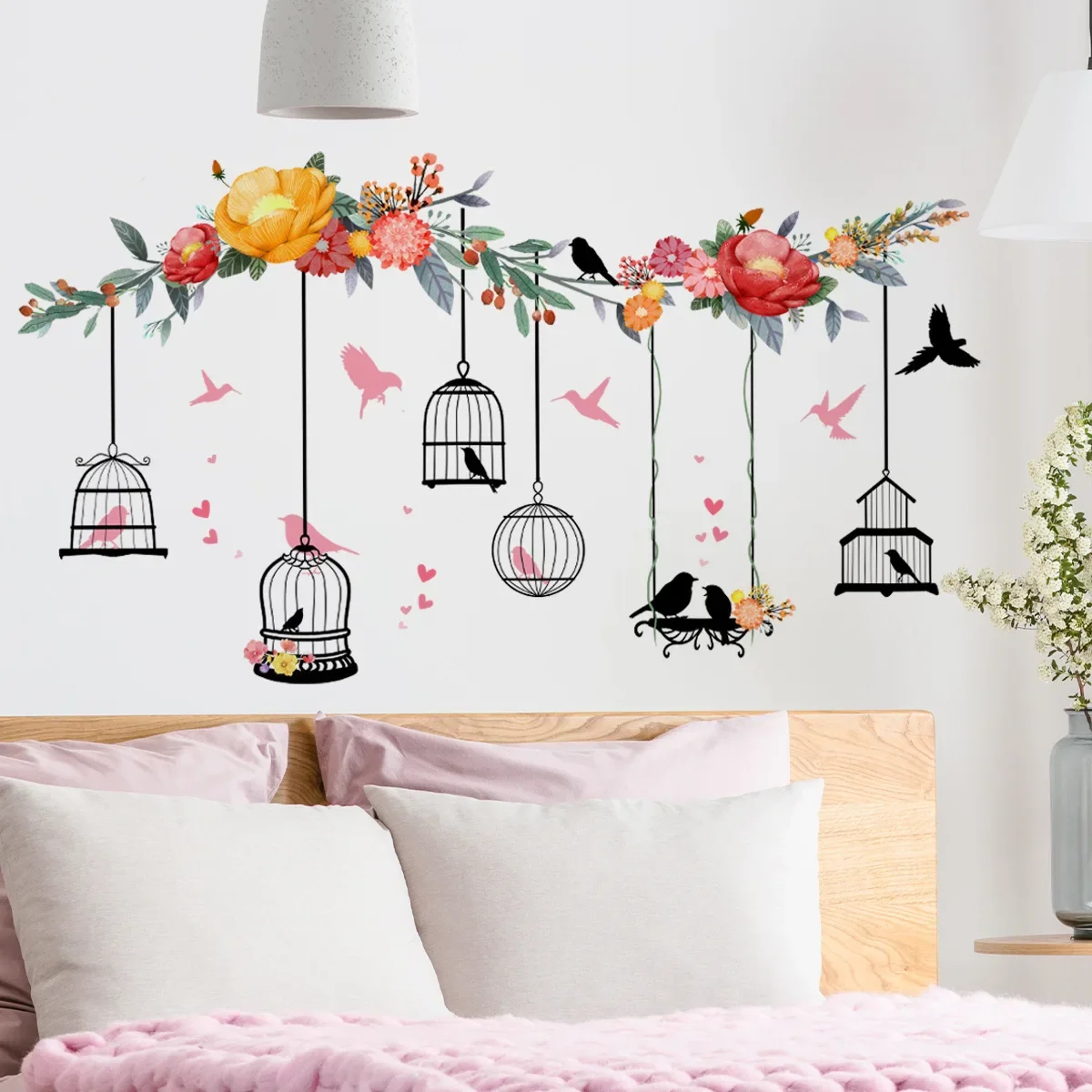 Floral Plants Flowers Wall Stickers Self Adhesive Vinyl Wall Decor For Living Rooms Background Wall 8