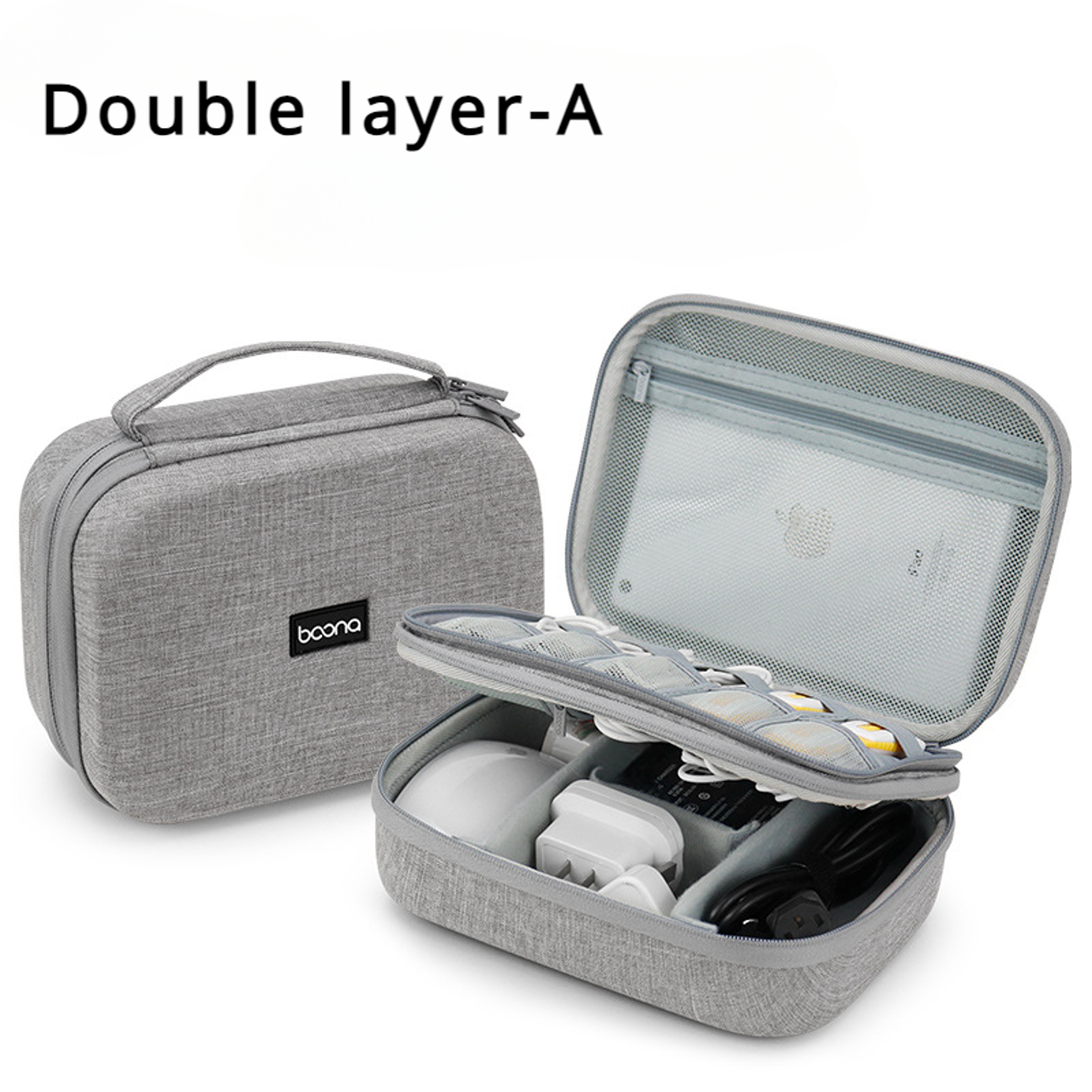 Travel Hard Case Digital Storage Bag, Large Capacity Charger Cable Power Bank Organizer – view 2