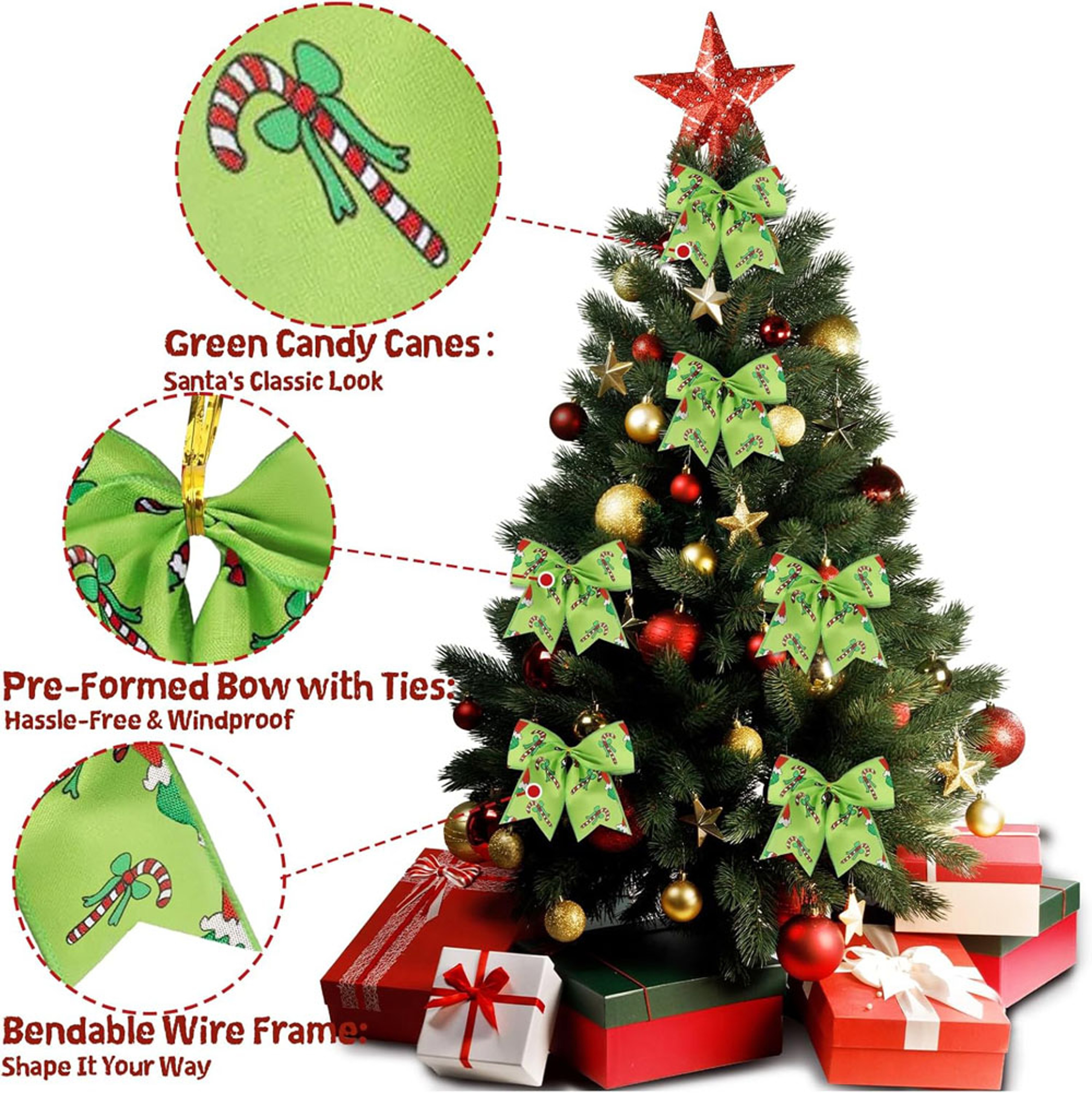 Christmas Bows For Wreaths DIY Xmas Tree Decorations Gift Wrapping Garland 2