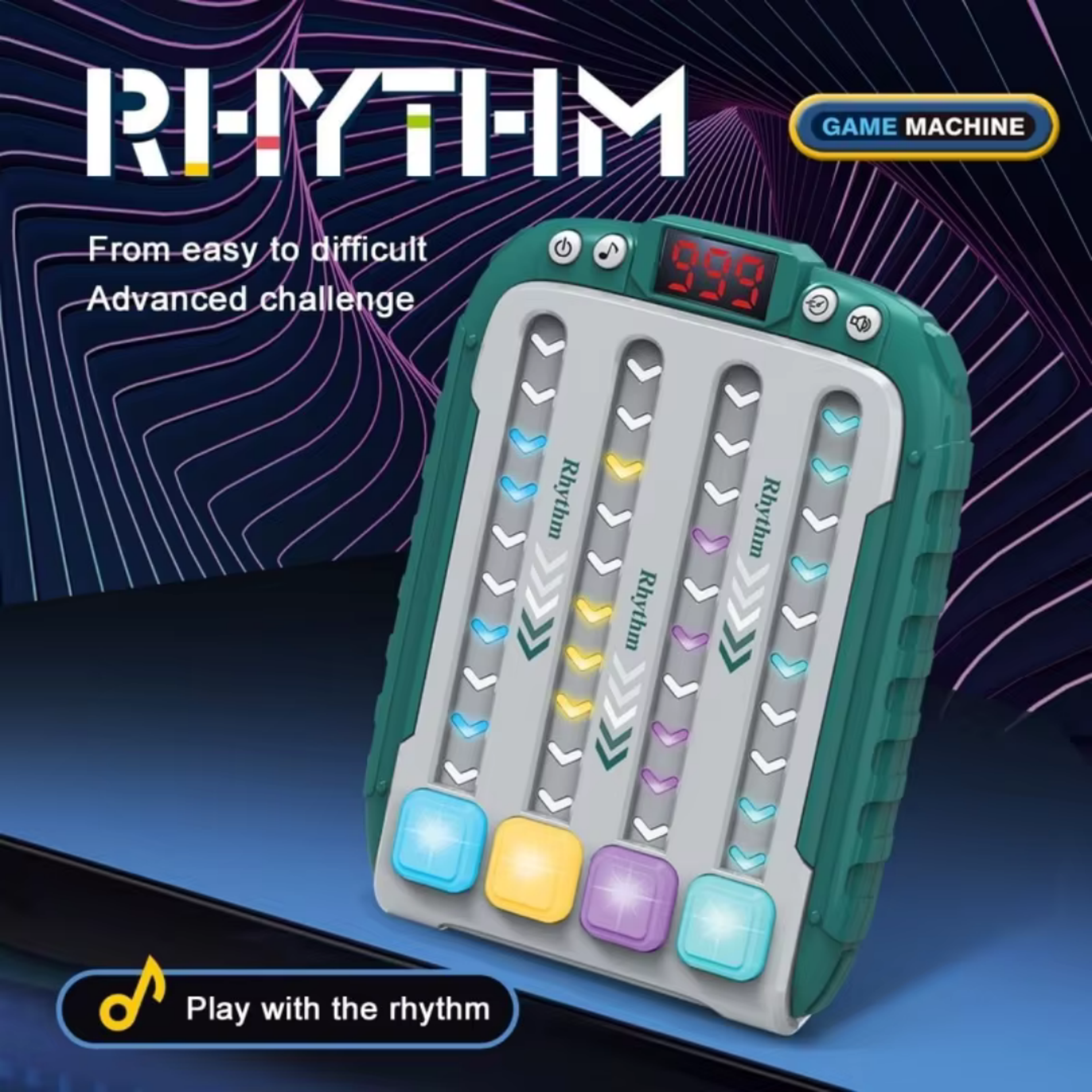 Brain Training Music Rhythm Game Machine Light Up Puzzle Sensory Toys Montessori Travel Educational 2