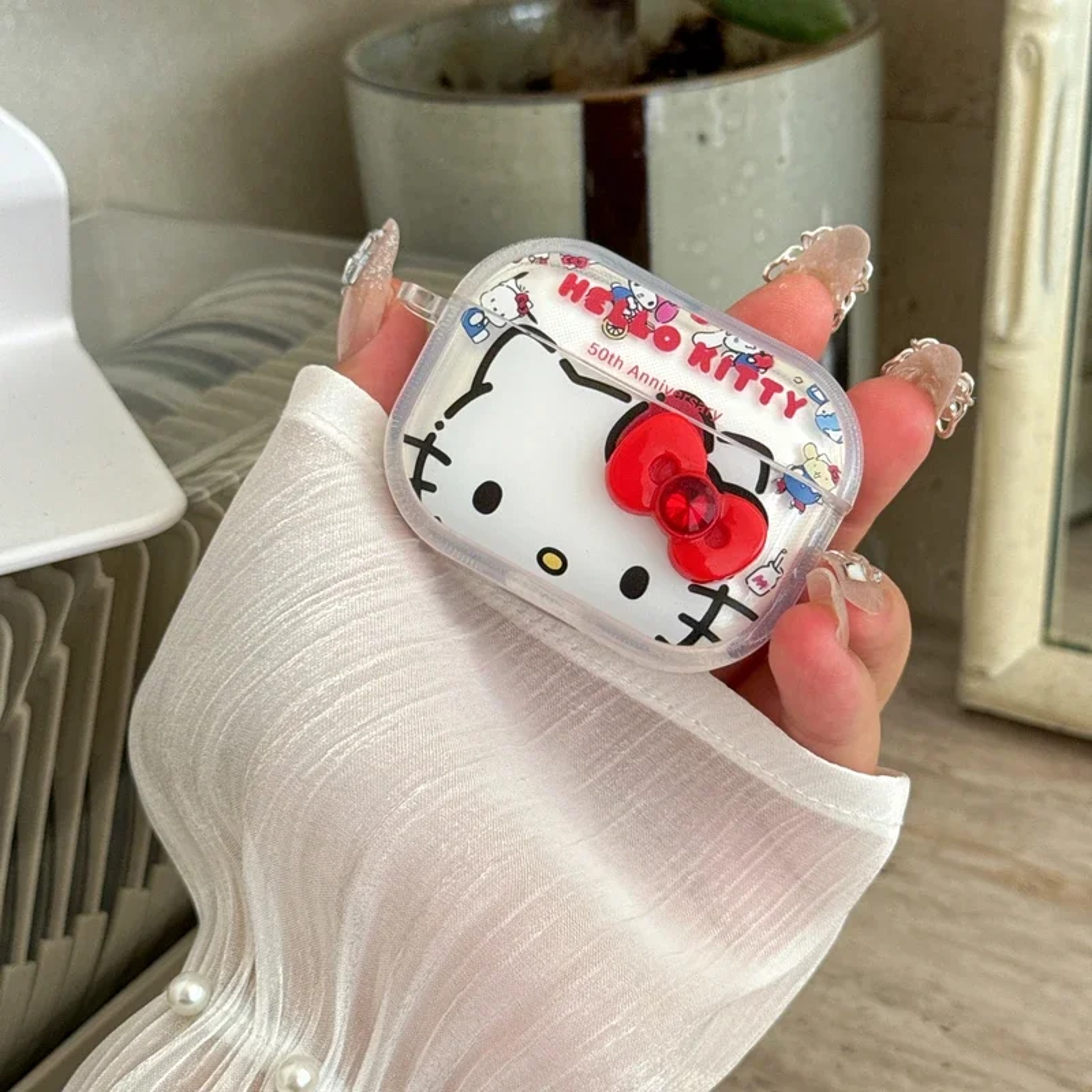 3D Hello Kitty Bowknot Earphone Case, Cute Sanrio Earphone Holder, Hello Kitty 3D Case for Earphones – view 6
