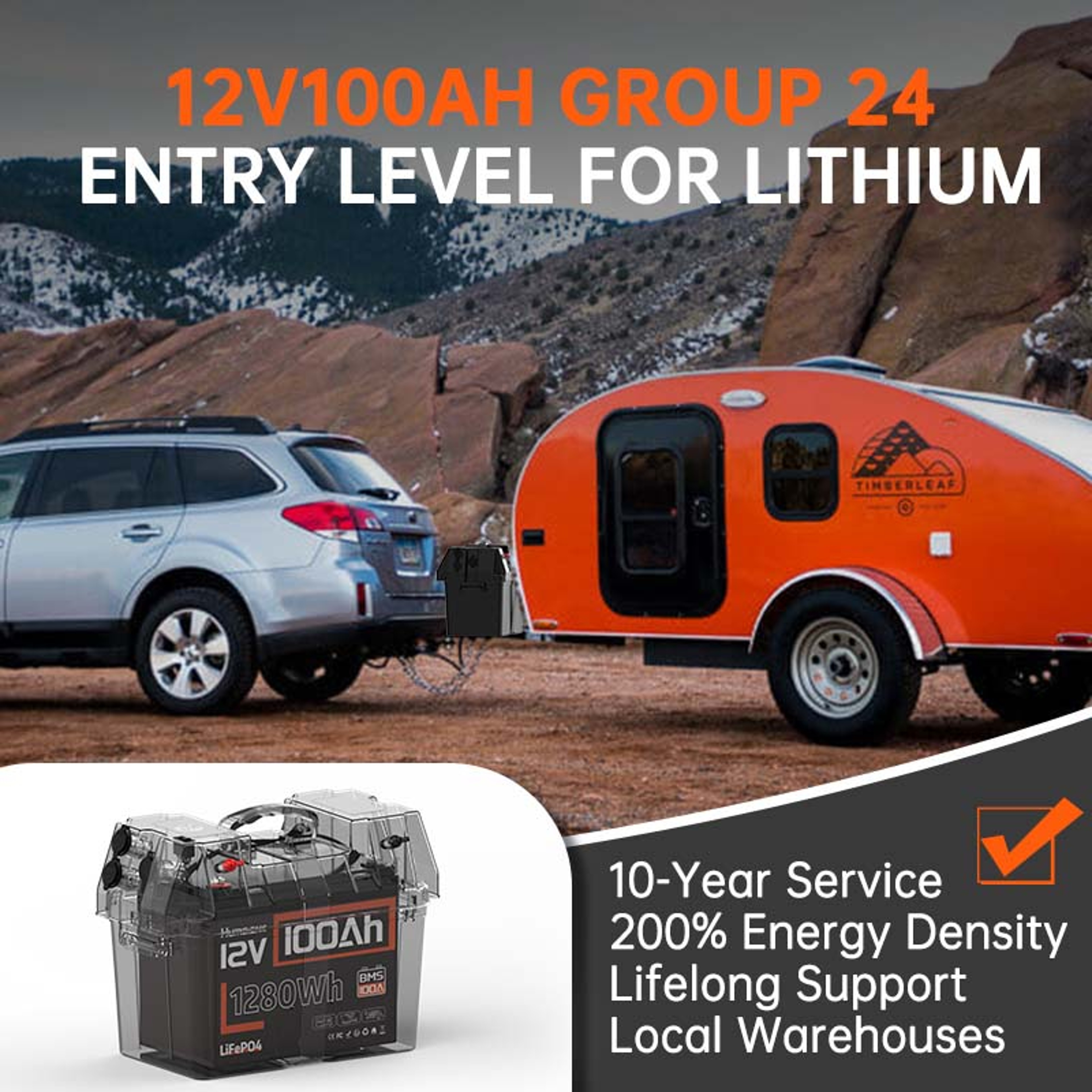 Humsienk Lithium Iron Phosphate Battery With BMS For RV Vans Trolling Motor Golf Cart Camping 3