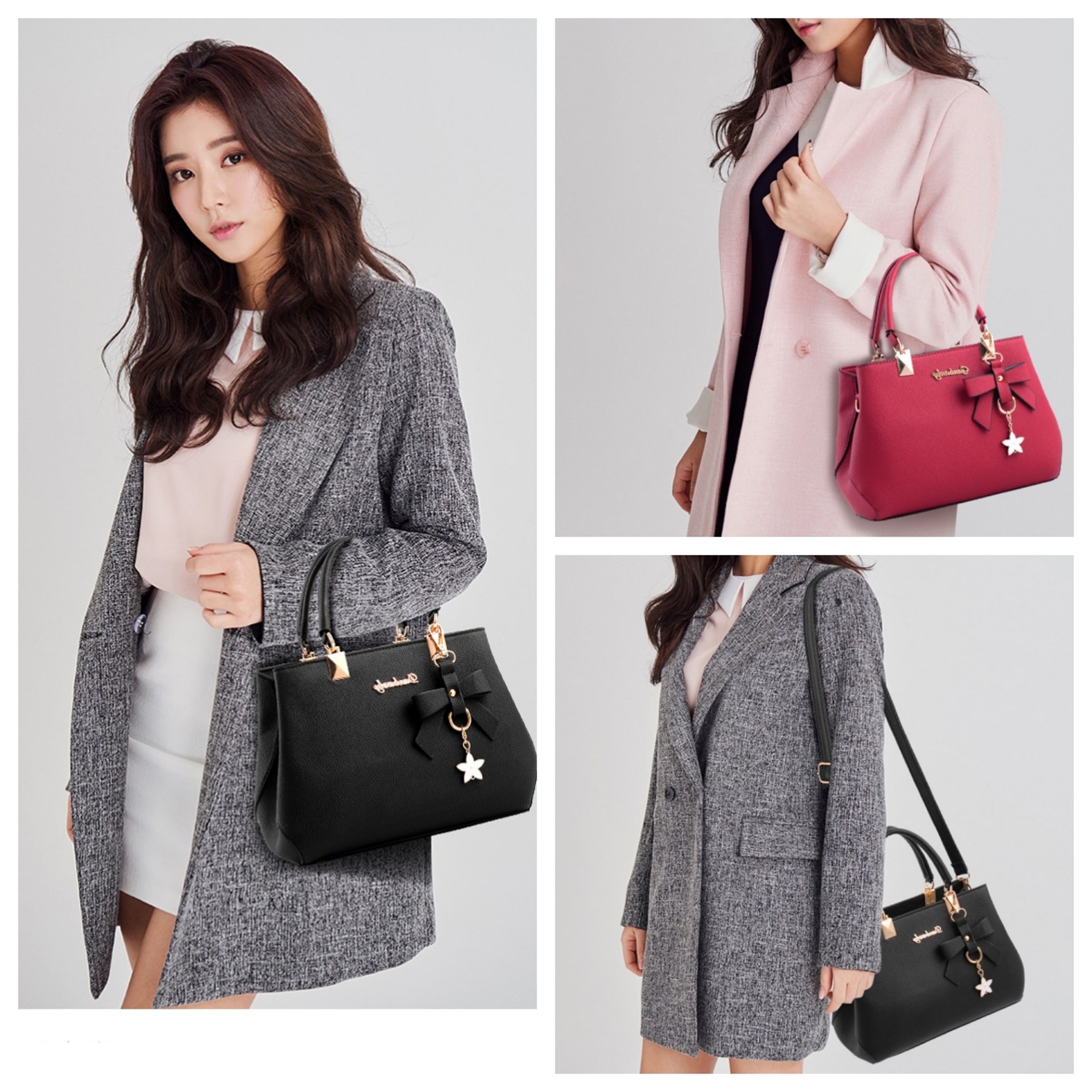 Large Capacity Fashion Solid Color One Shoulder Bag With Bow Portable Bandolera Casual Satchel Cros 1