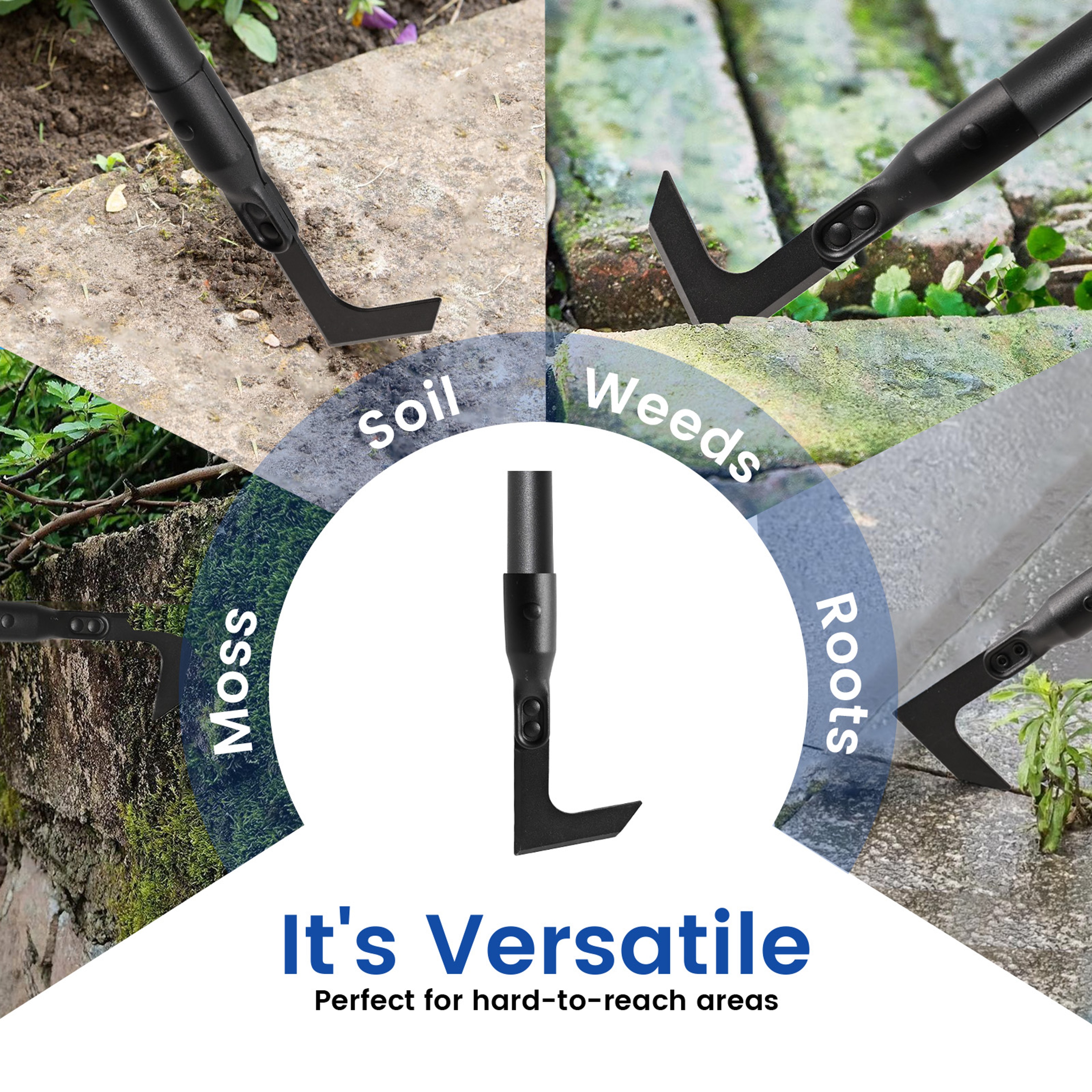 Crack Weeder Tool With Long Handle L Shaped Blades For Efficient Narrow Space Weeding 3