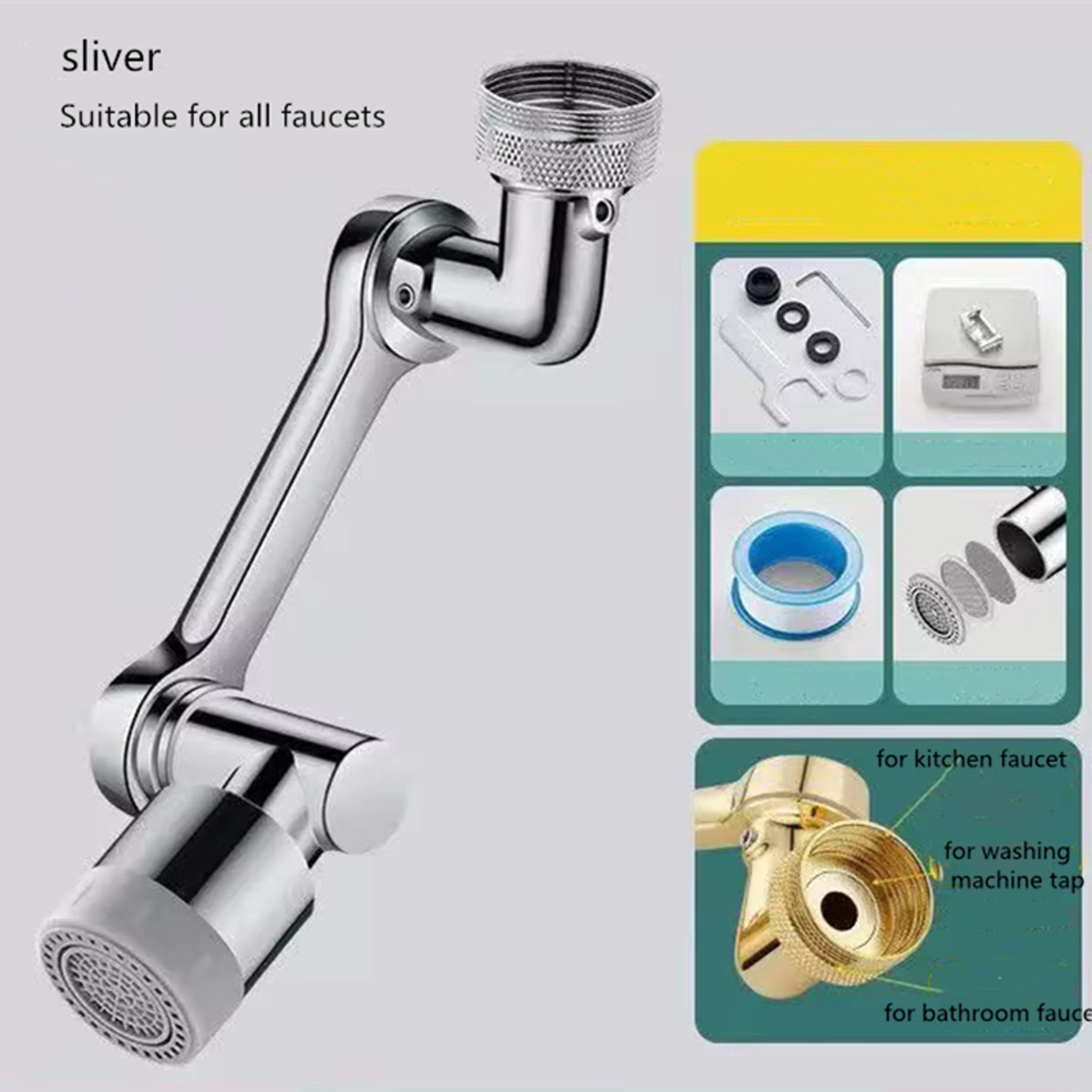 Universal Metal Faucet Aerator Bubbler Nozzle Kitchen Tap Sprayer Head Adaptor Washbasin Faucet Ext 7