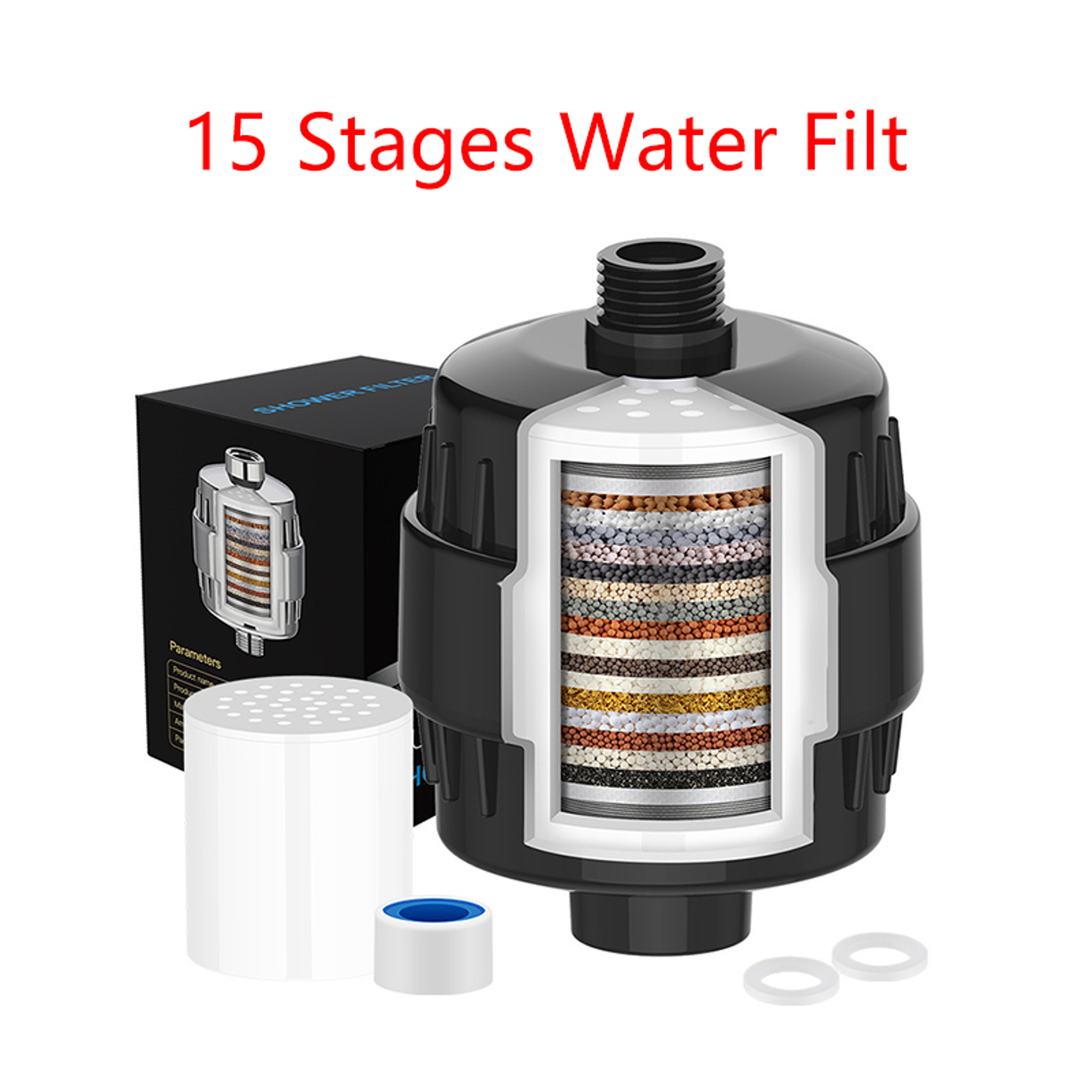 Shower Head Preshower Filter Large Flow Water Purifier Skin Care 7
