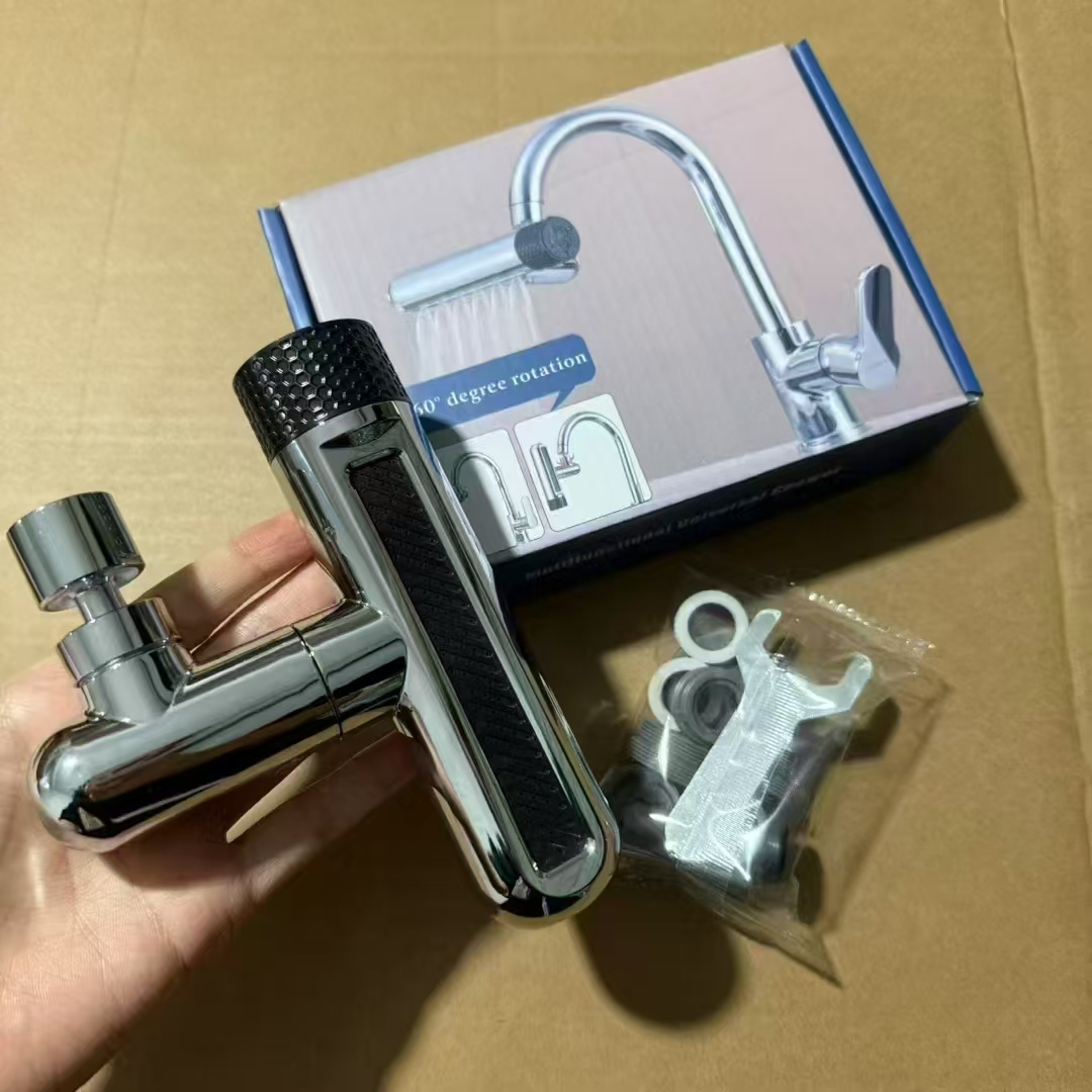 Universal Kitchen Faucet Waterfall Spout Rotating Aerator SplashProof MultiFunction 6 Modes Faucet  2