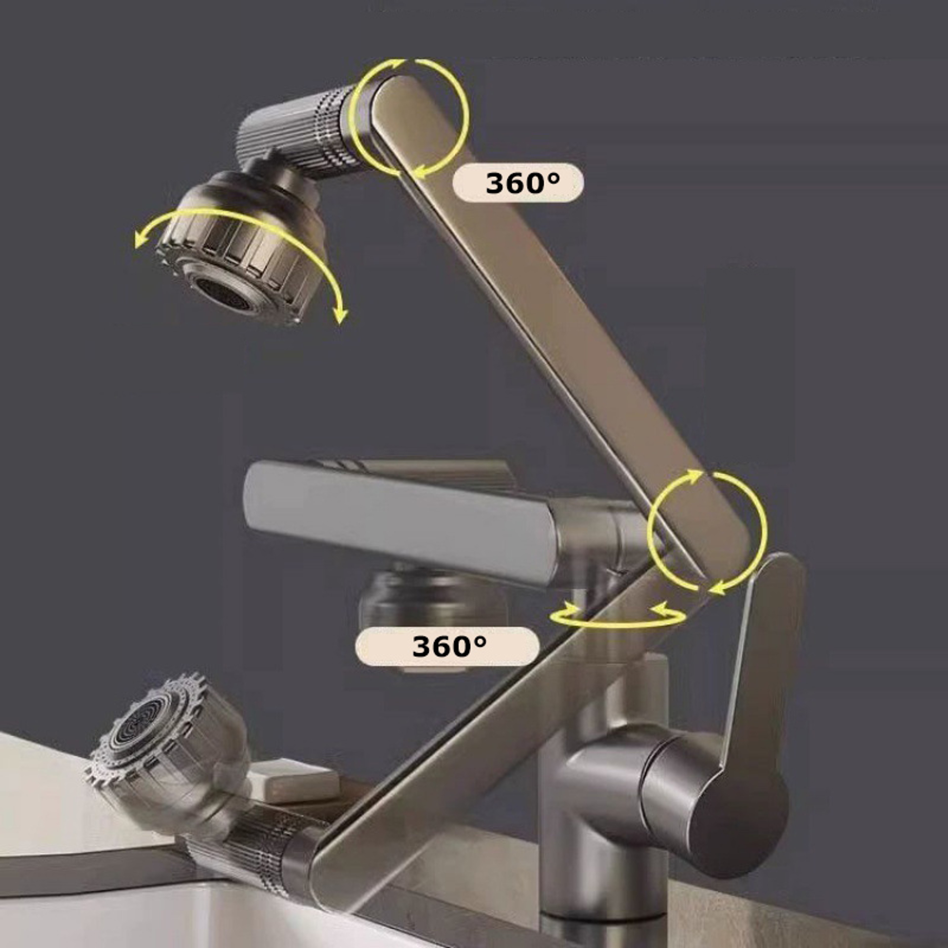 Rotating Dual Mode Faucet Robotic Arm Multifunctional Universal Wash Basin Kitchen Bathroom Hot And 1