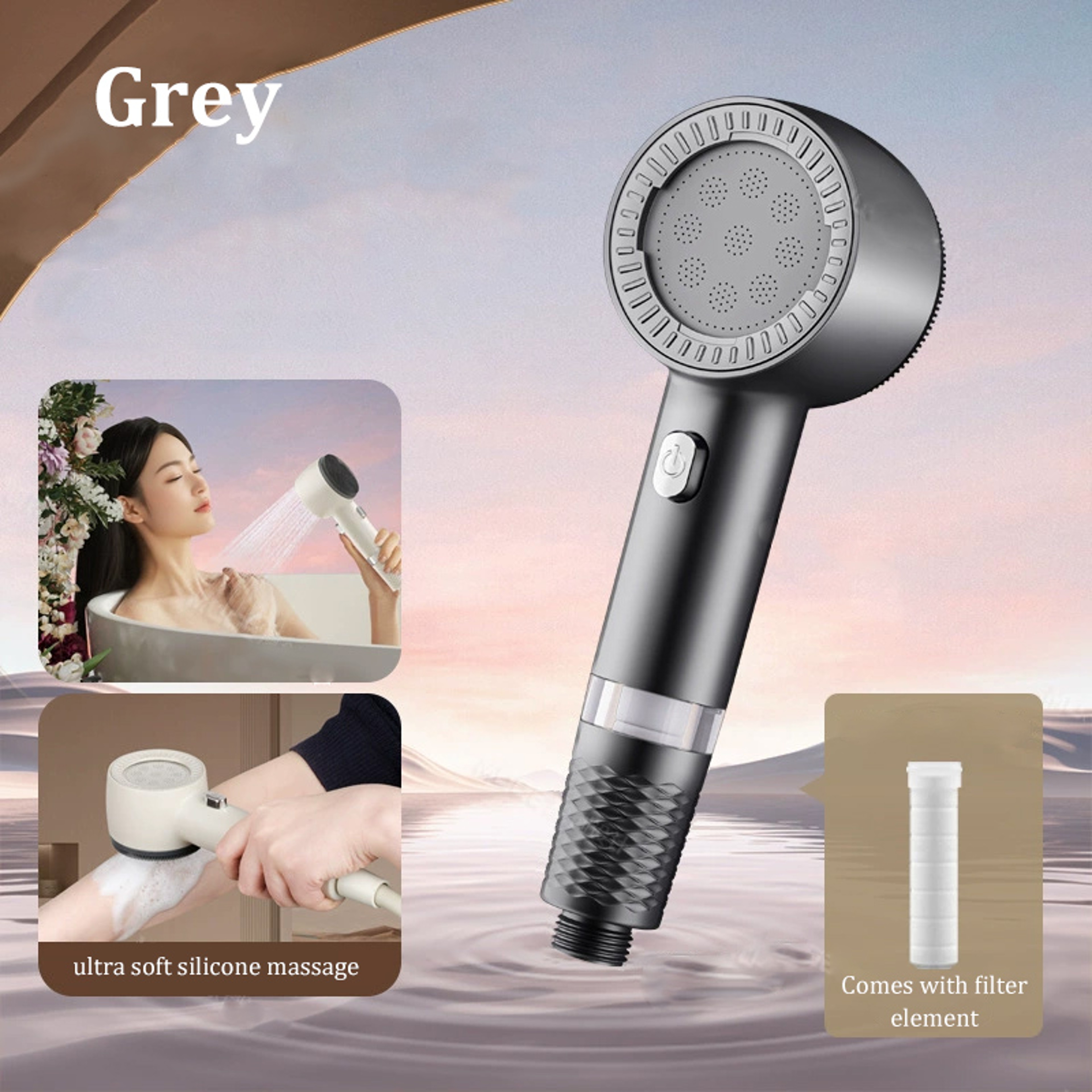 Handheld Shower Booster Set New Filter Universal Bathroom Shower Head Large Outlet 8