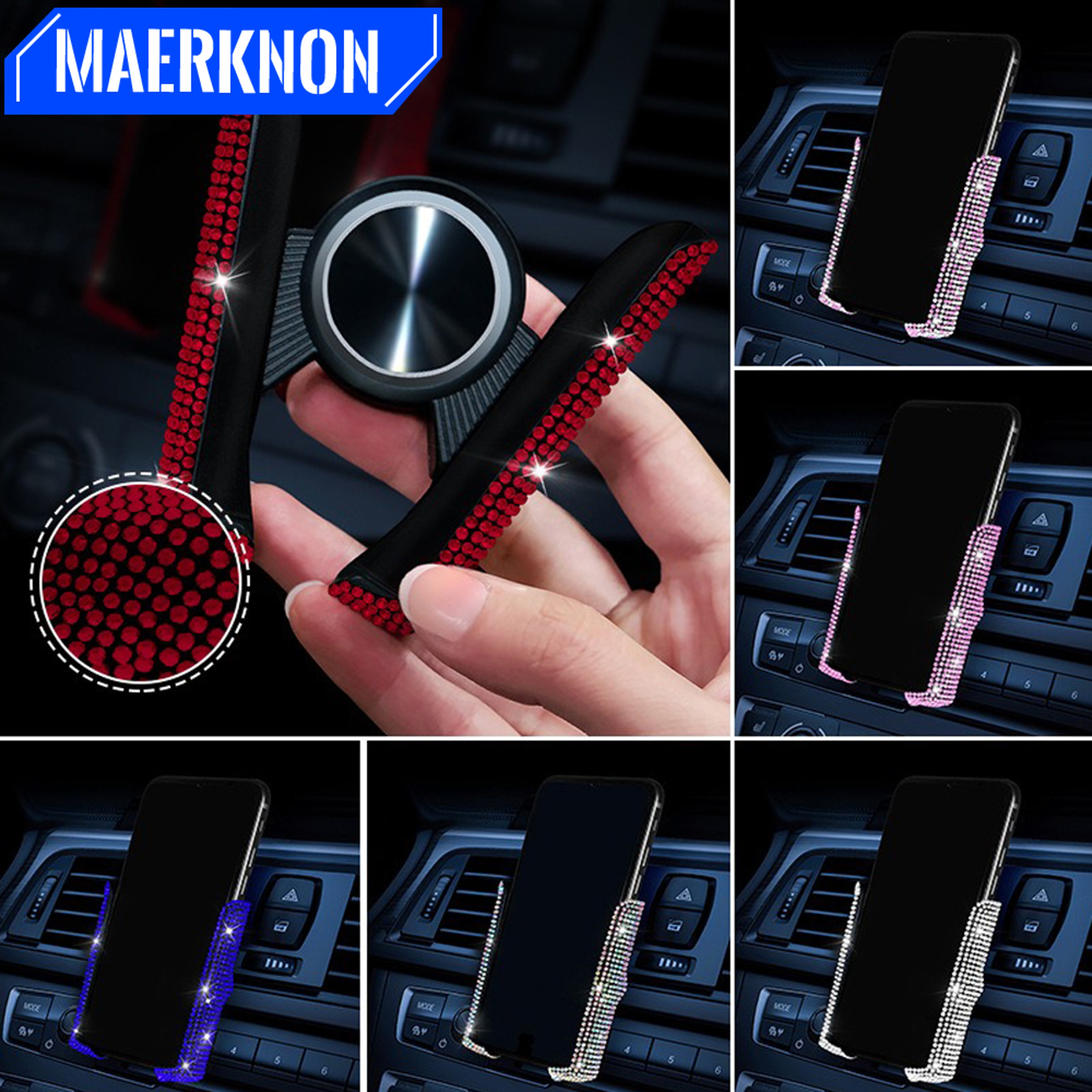 Diamond Crystal Car Phone Holder Air Vent Clip Mount Stand Support Bracket Interior Accessories 0