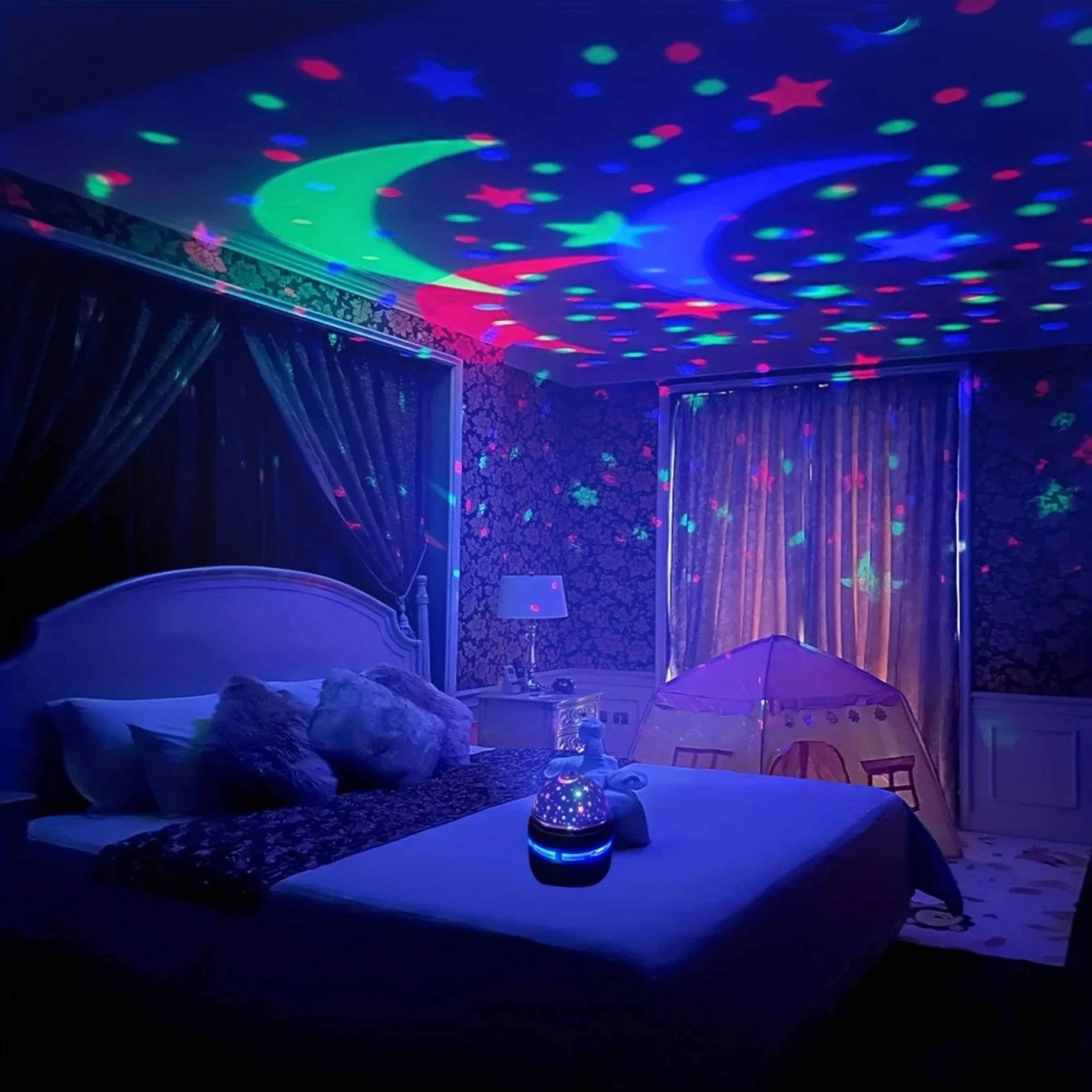 USB LED Starry Night Light Projector, Portable Table Lamp for Gaming Room, Bedroom, and Home Theater Ceiling Atmosphere – view 3
