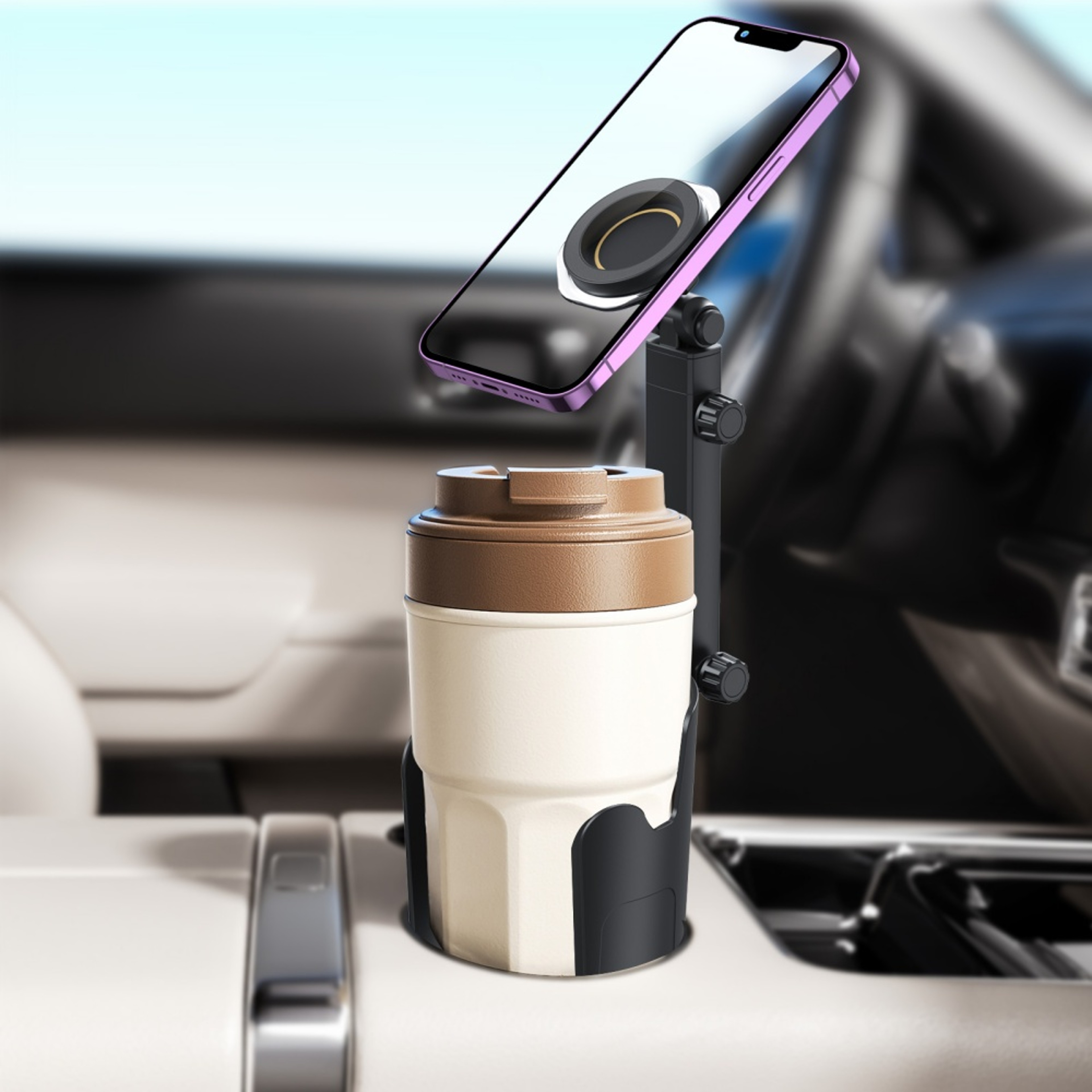 Universal Magnetic Car Cup Phone Holder Adjustable Rotation Stand Smartphone Bracket 2