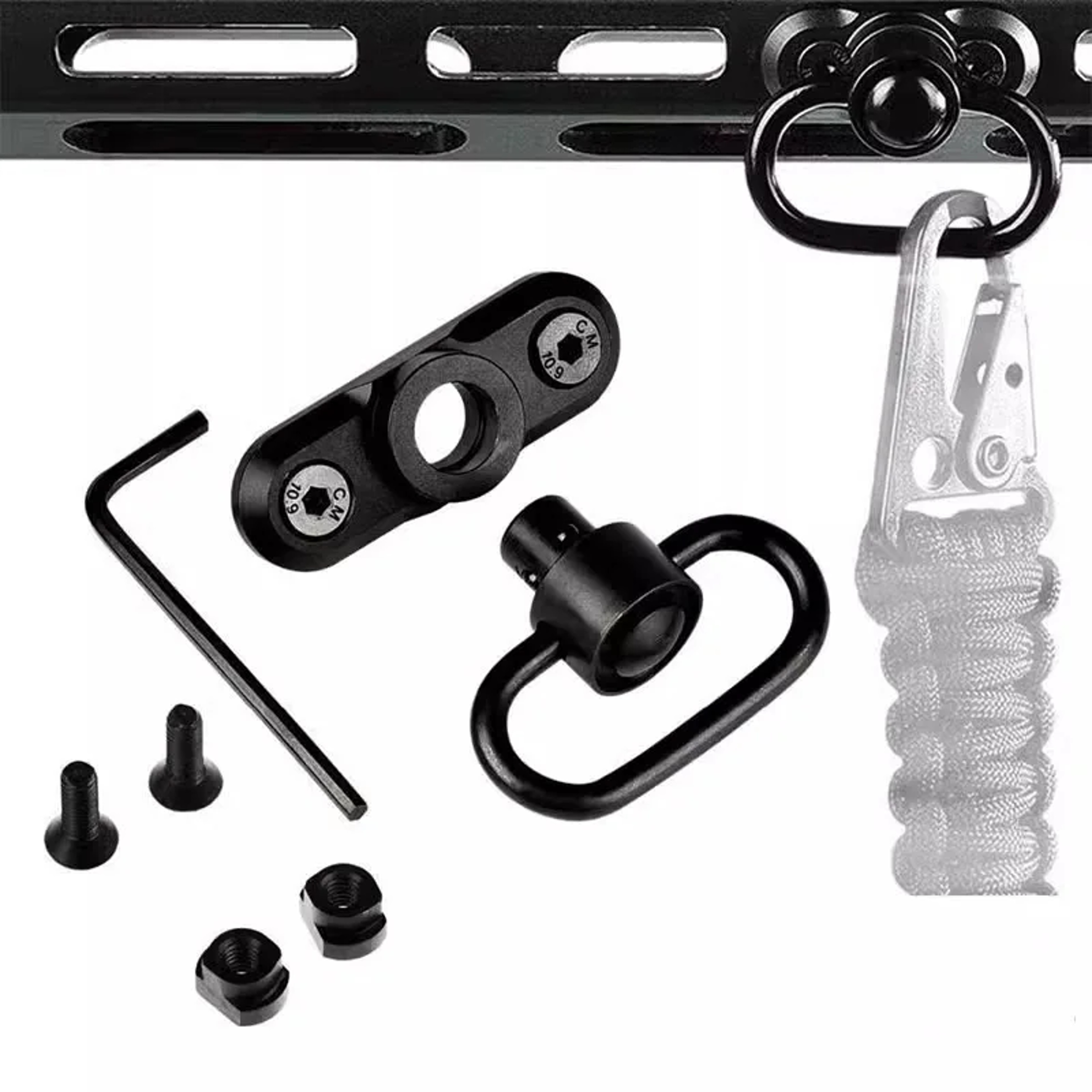 Heavy Duty QD Sling Swivel Mount Quick Detach Push Button Swivels Rotatable For Two Point Sling Eas 2