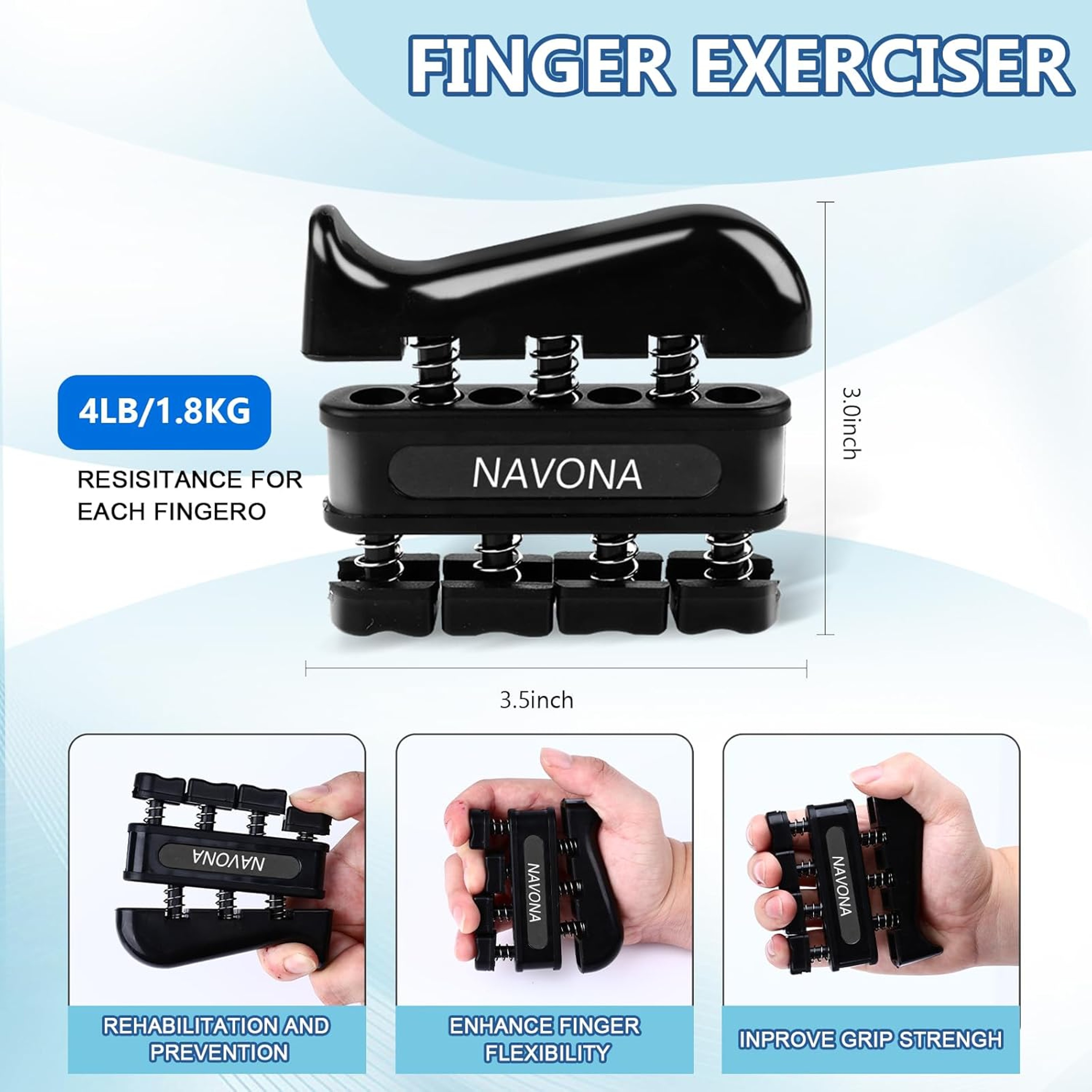 Adjustable Hand Gripper Grip Trainer Kit Finger Hand Exercisers Stress Ball Forearm Ring For Injury 5