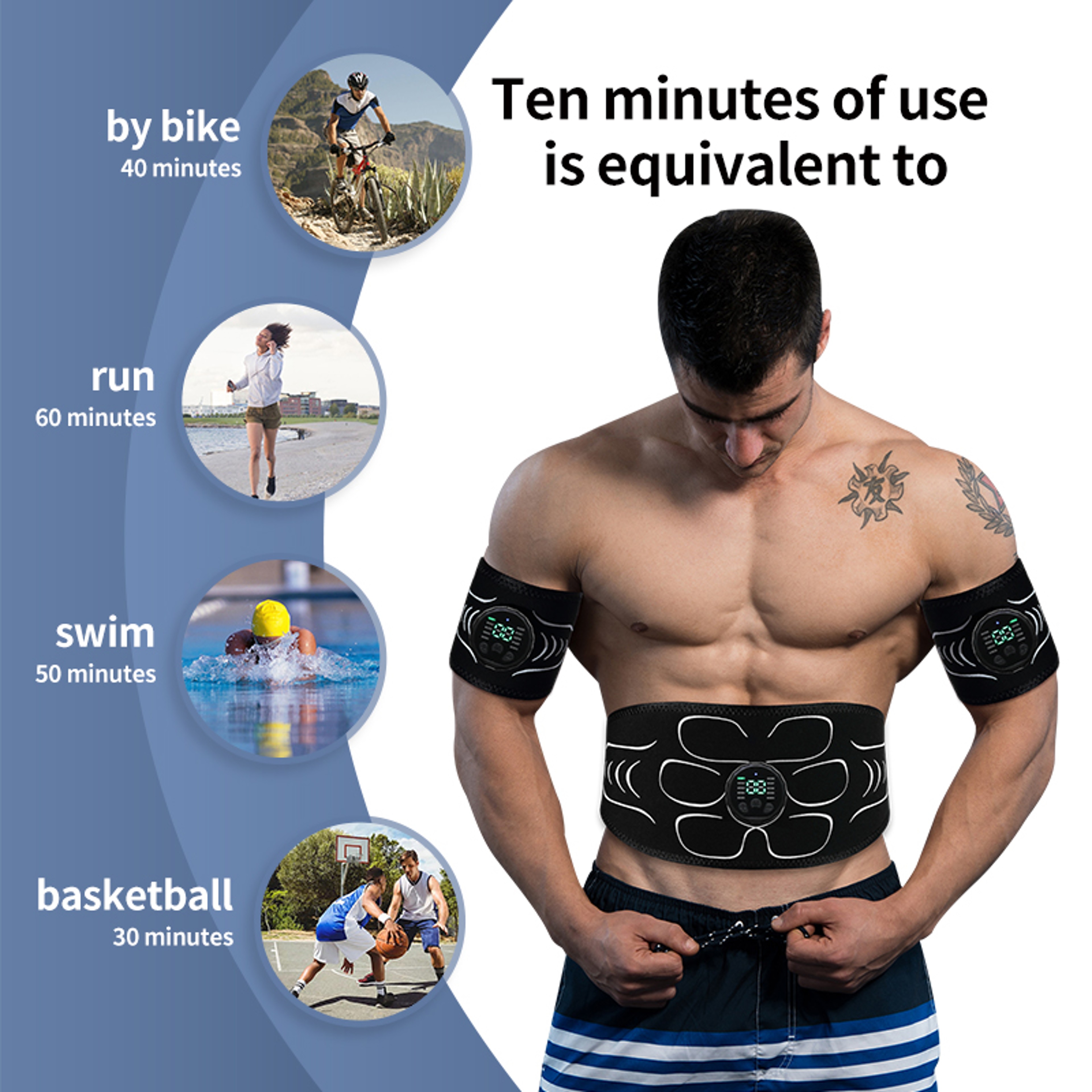 Abdominal Muscle Toner EMS Stimulator Electronic Fitness Massage Belt USB Recharge Slimming Device  1