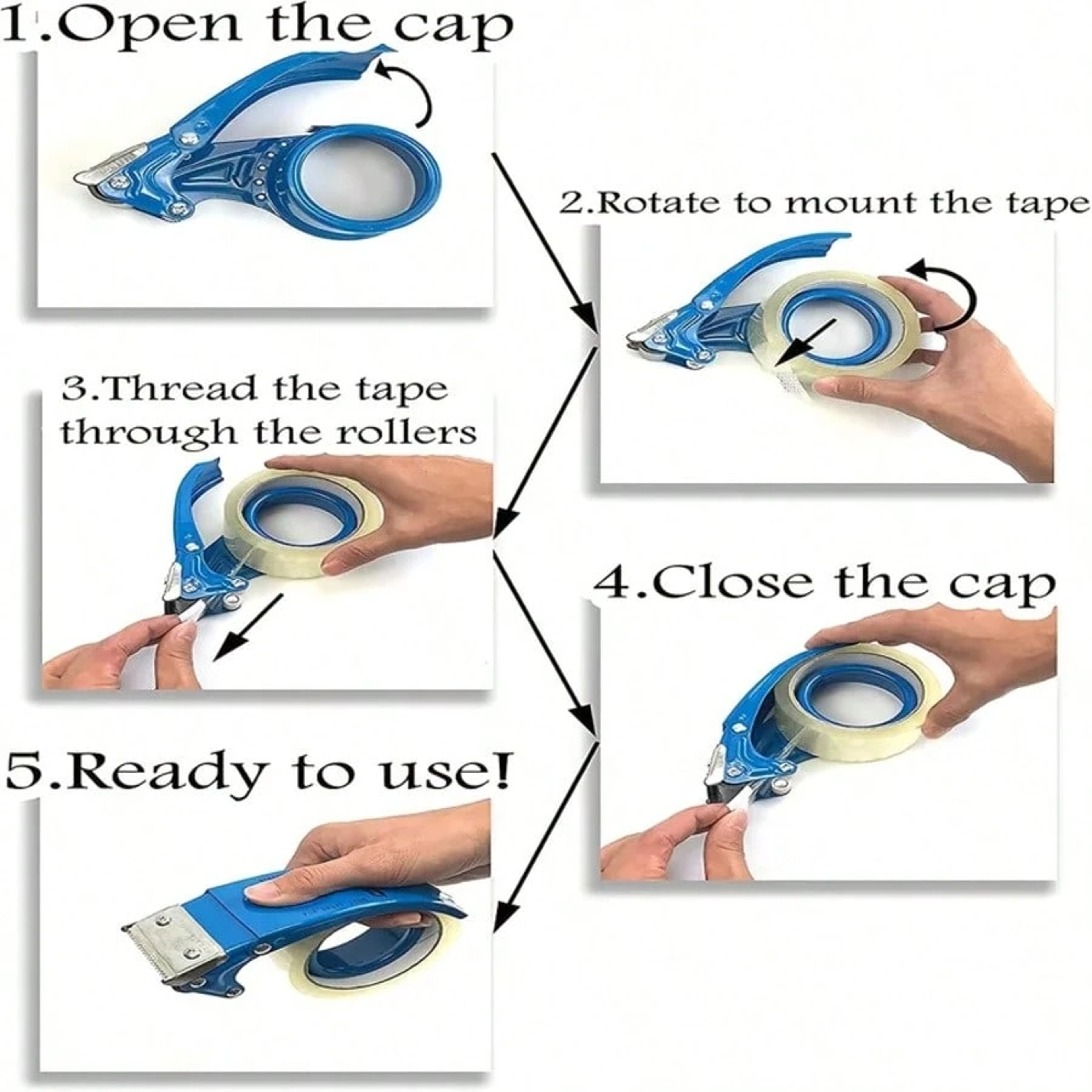 Reusable Plastic Tape Cutter and Sealing Tape Holder for Heavy Duty Shipping Tape Dispenser Manual Packing Parcel – view 5
