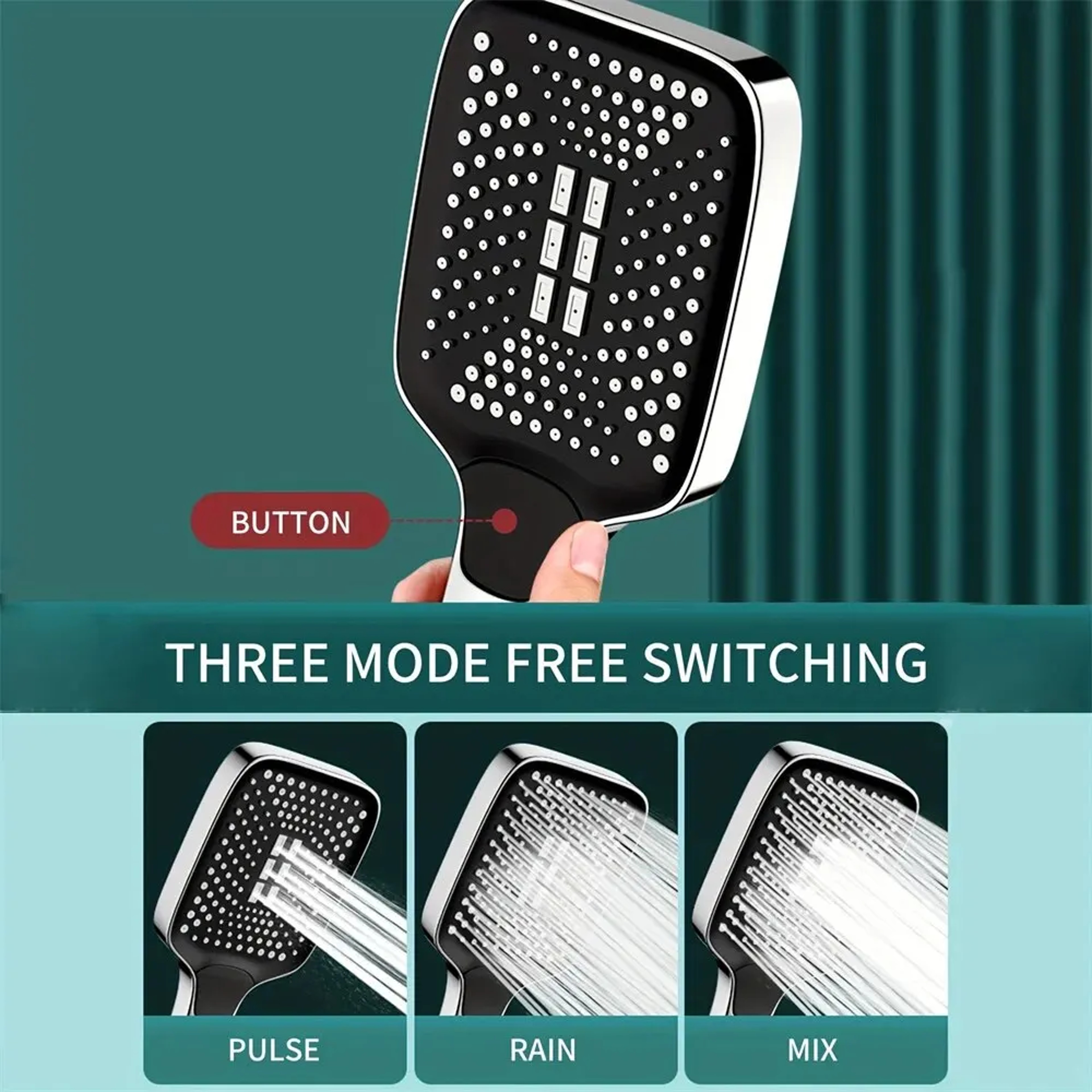 High Pressure Adjustable Shower Head Mode Large Flow Rainfall Shower Bathroom Mixer 3